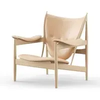 Lounge Chair with Curved Frame - Natural, Leather