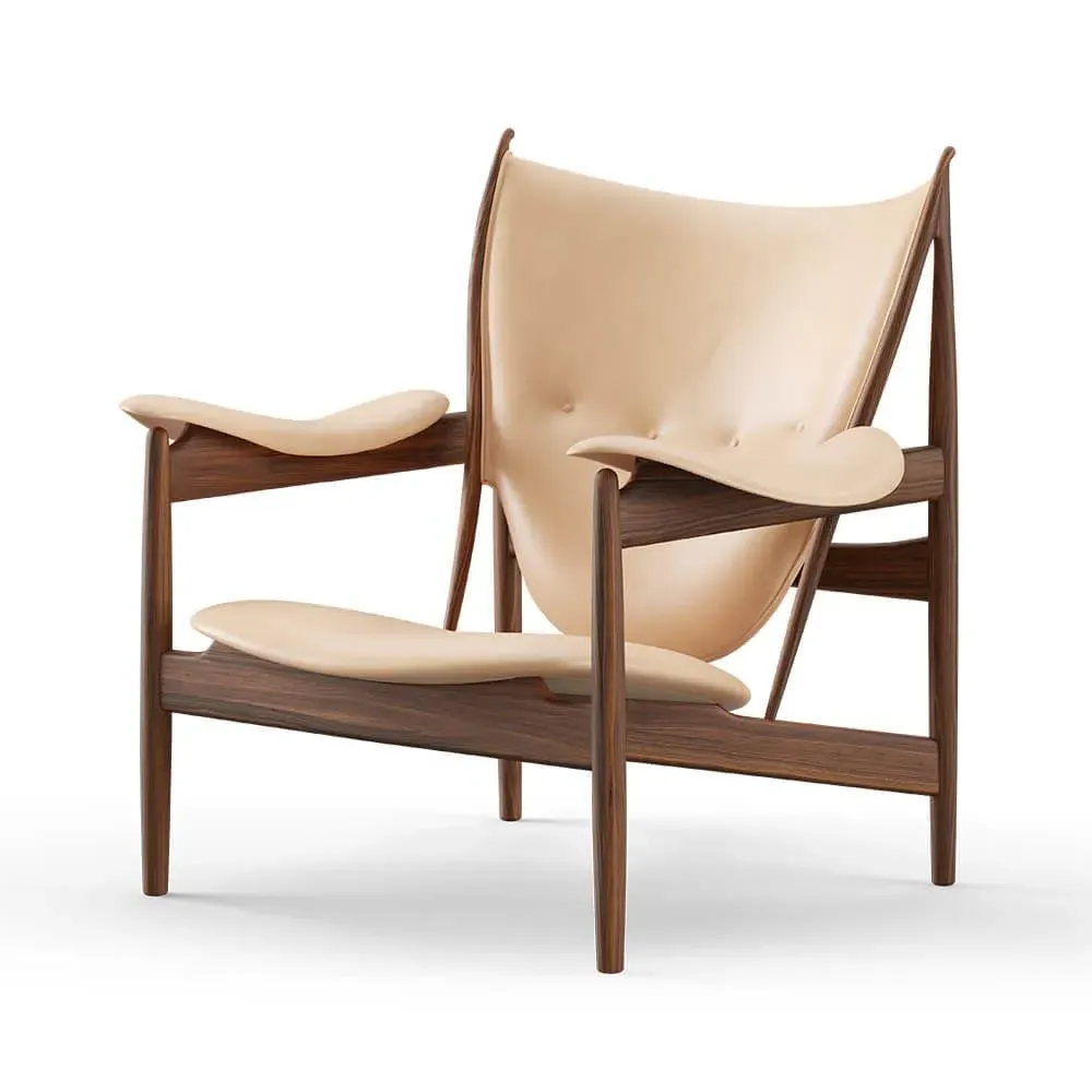 Lounge Chair with Curved Frame - Natural, Leather image