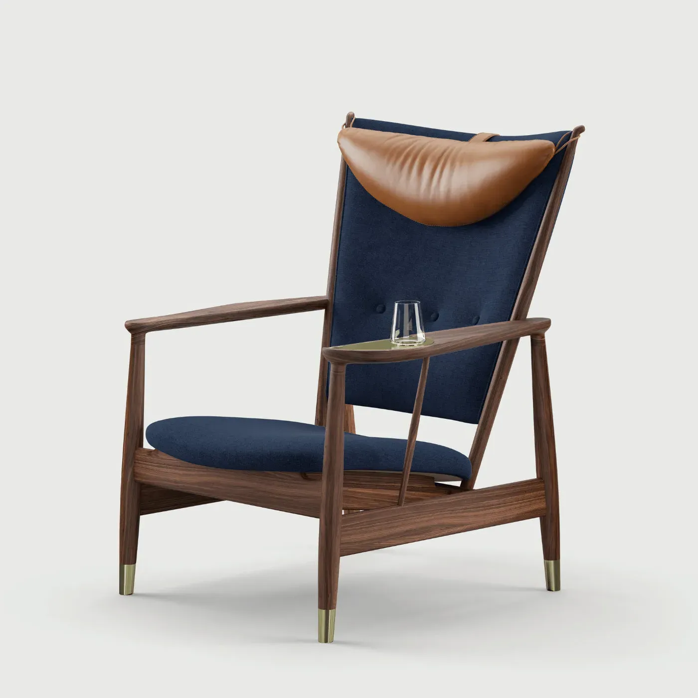 Lounge Chair with Headrest - Blue, Fabric image