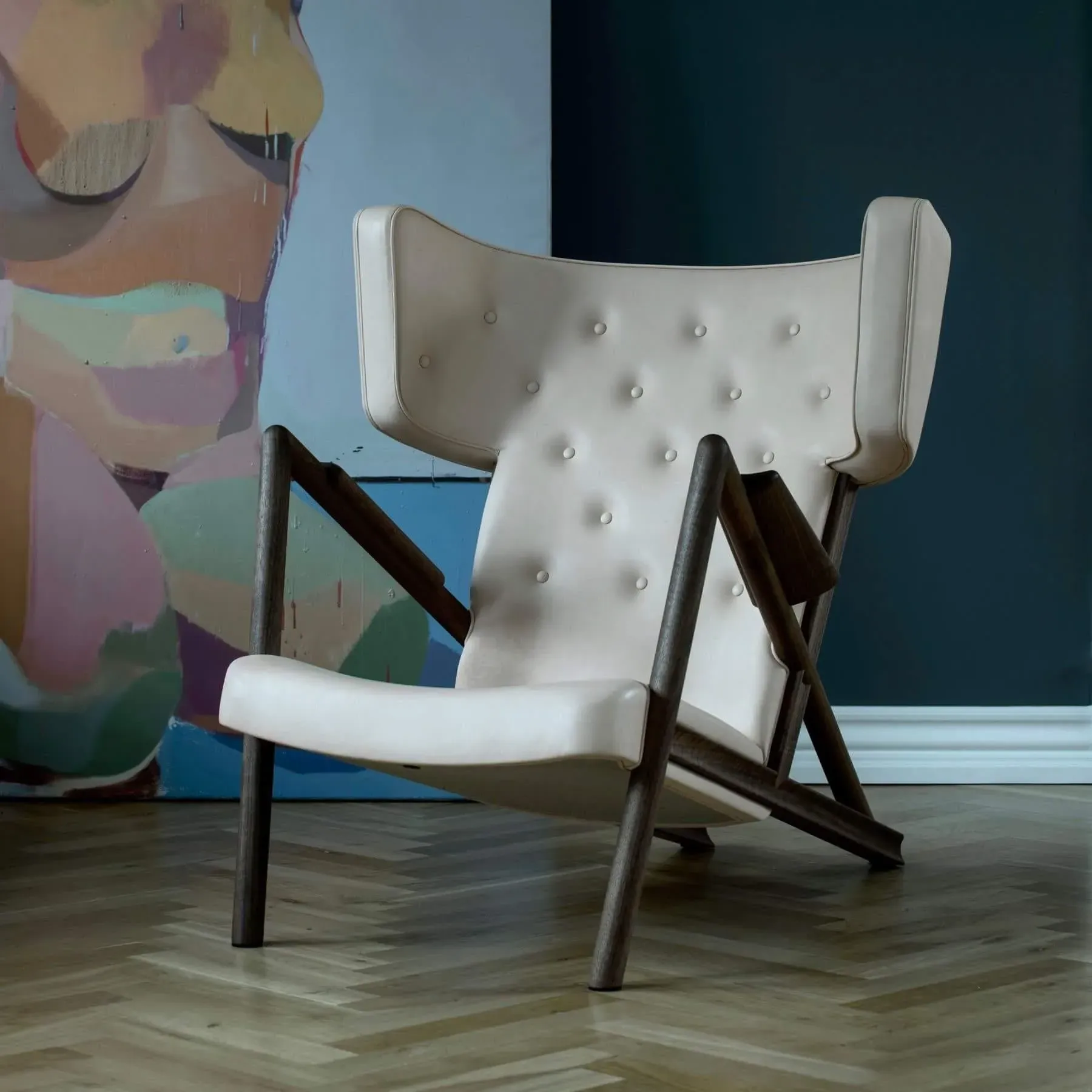 Lounge Chair with Sculpted Frame - Cognac, Leather