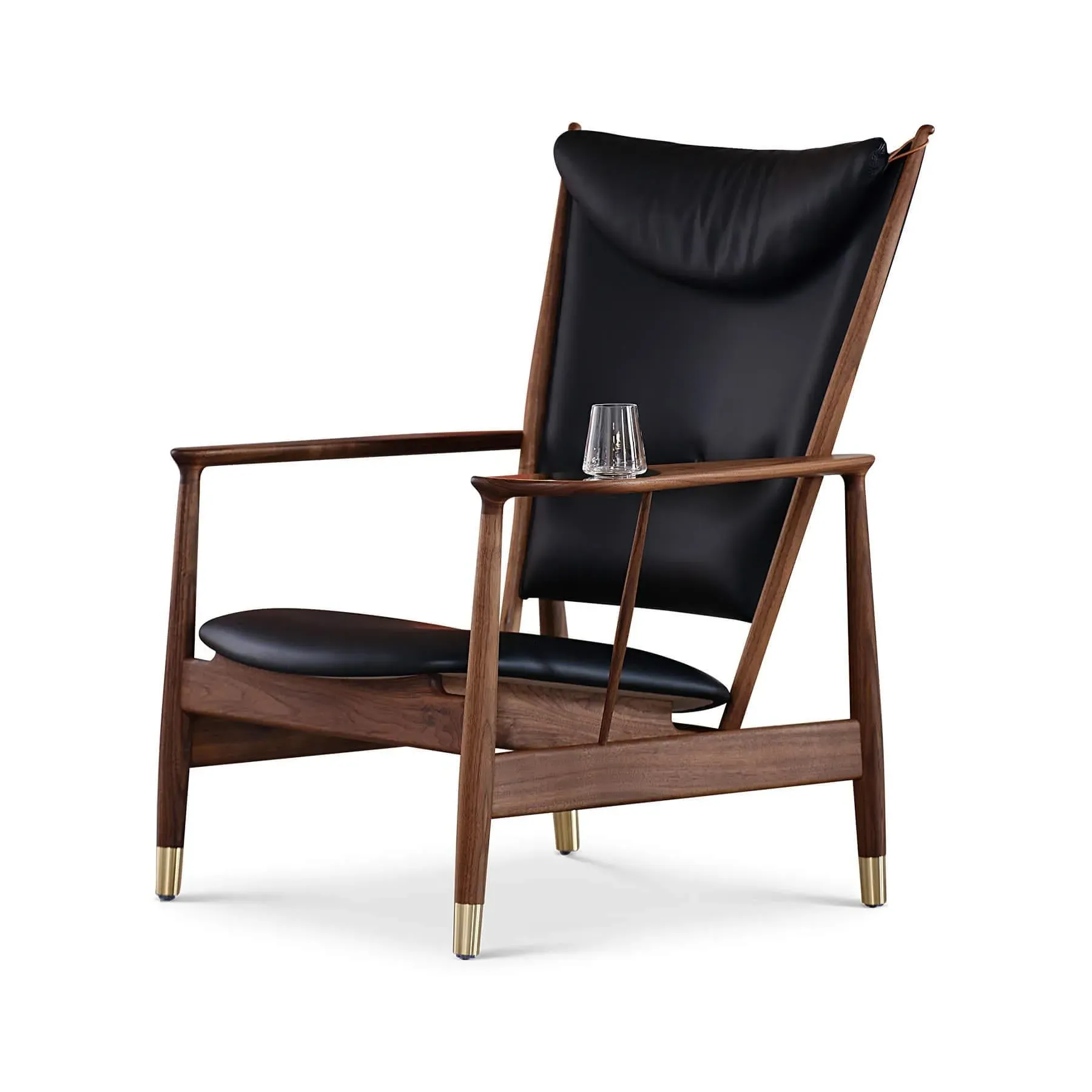Lounge Chair with Tray - Black, Leather