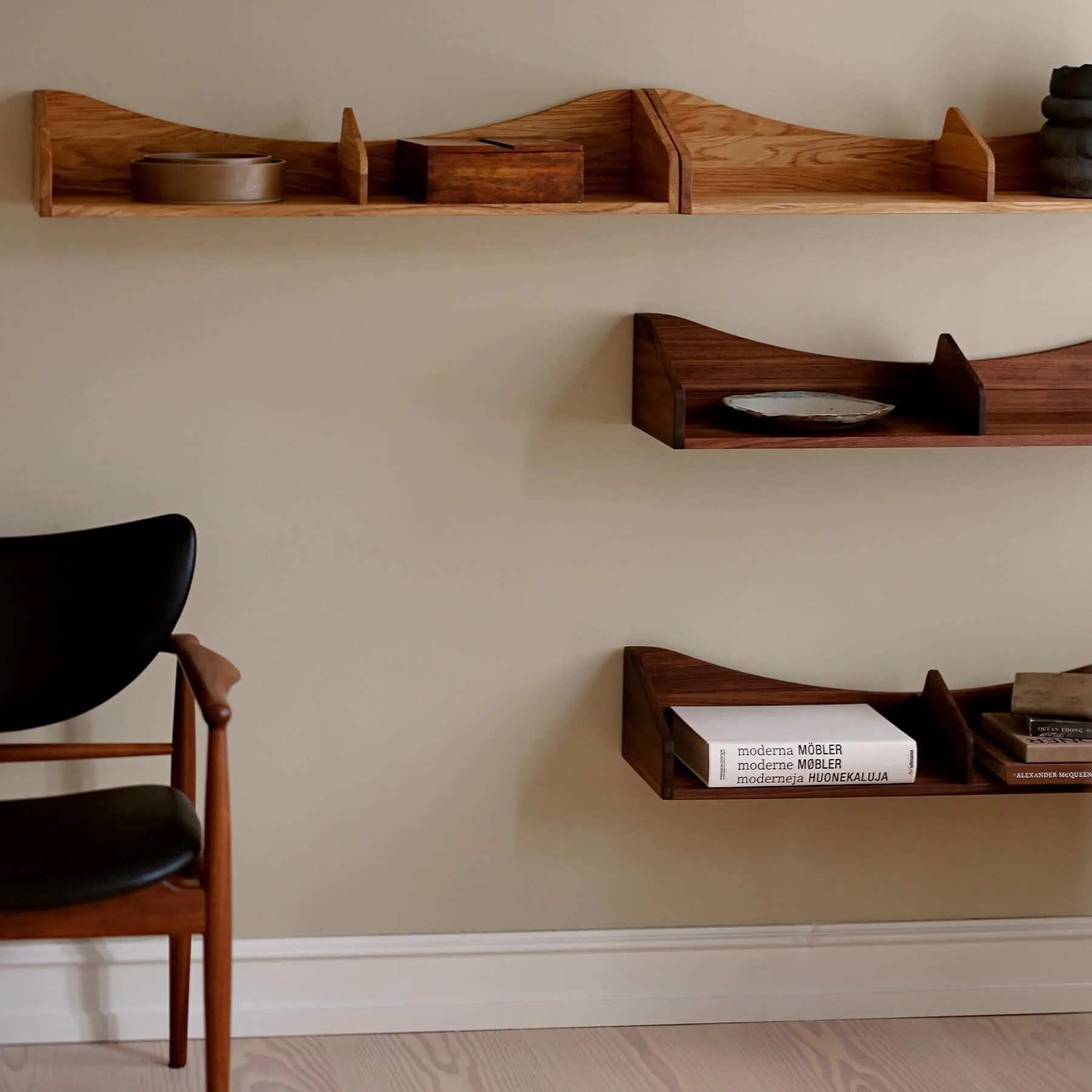 Organic Wall Shelf - Dark Oak, Solid Wood