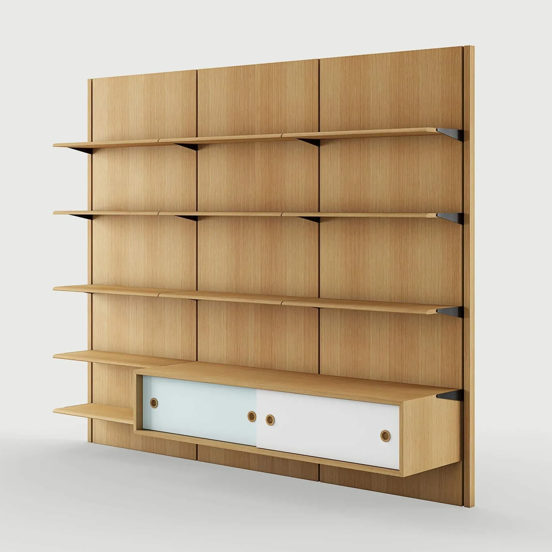Panel Shelving System 3B - Oak, Wood