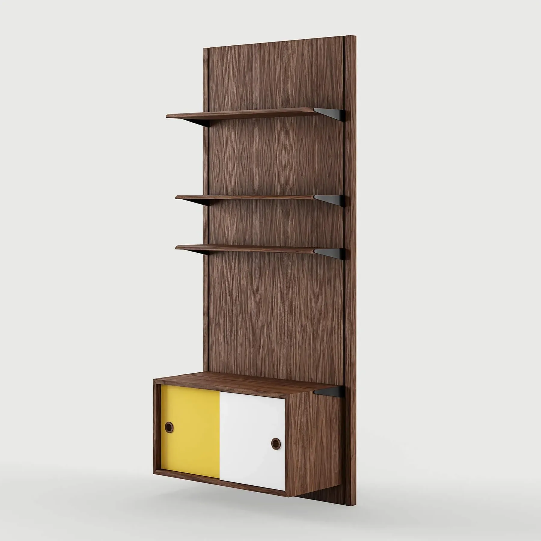 Panel Shelving System Config 1A - Walnut, Wood