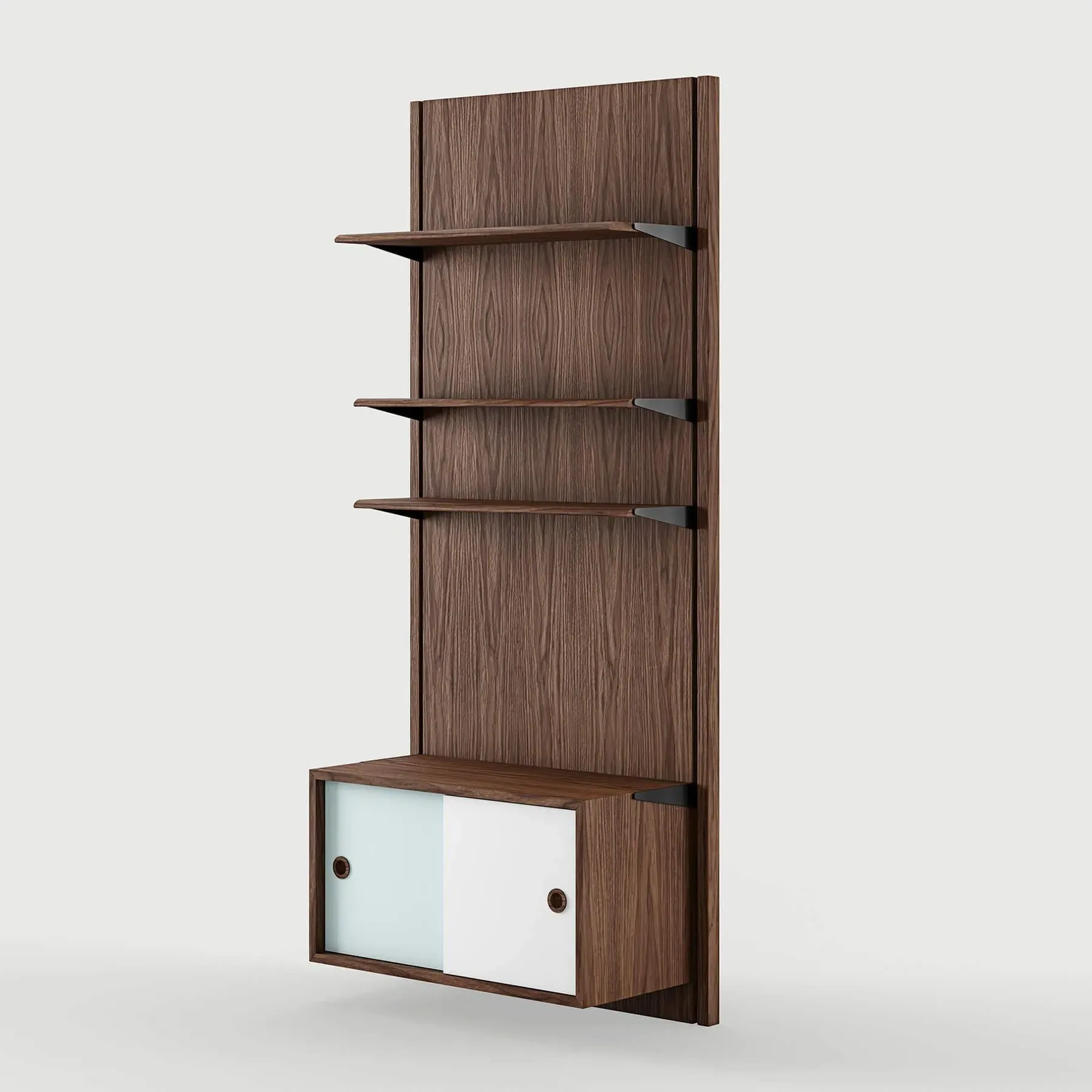 Panel Shelving System Config 1A - Walnut, Wood image