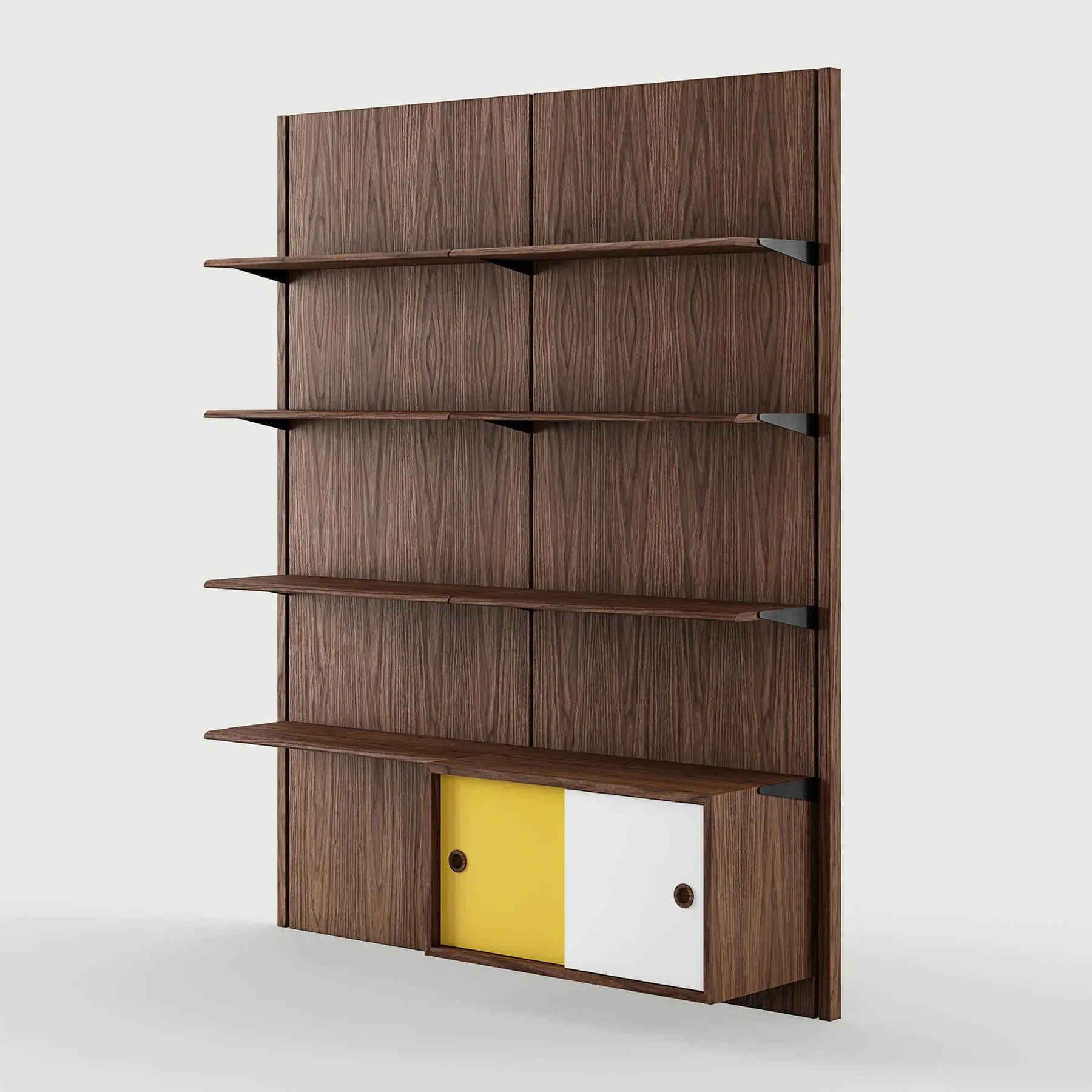 Panel Shelving System Config 2A - Walnut, Wood
