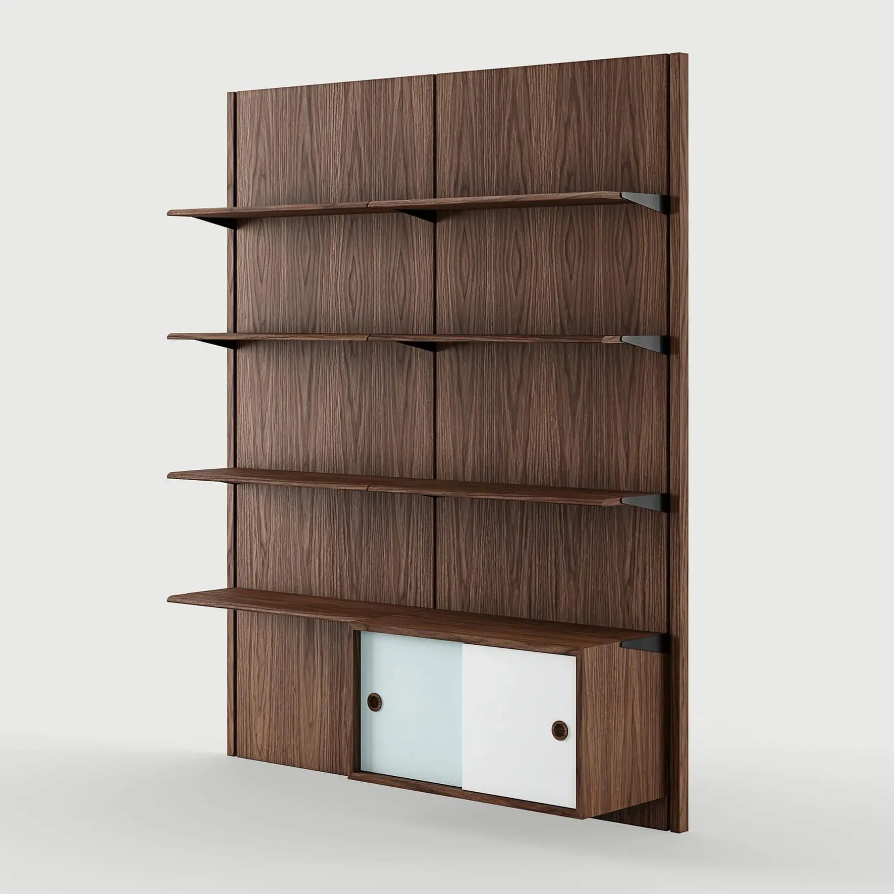 Panel Shelving System Config 2A - Walnut, Wood