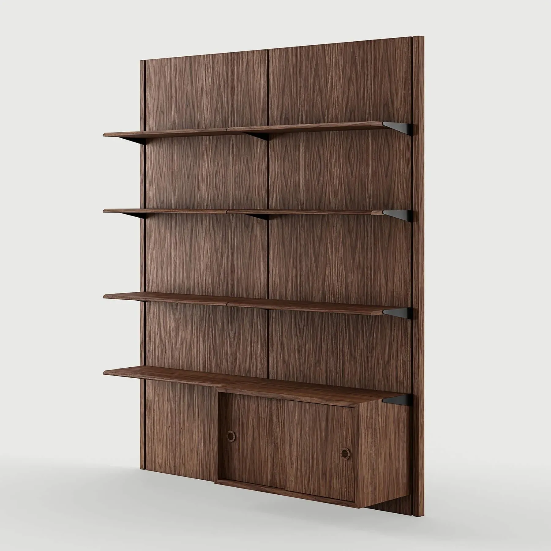 Panel Shelving System Config 2A - Walnut