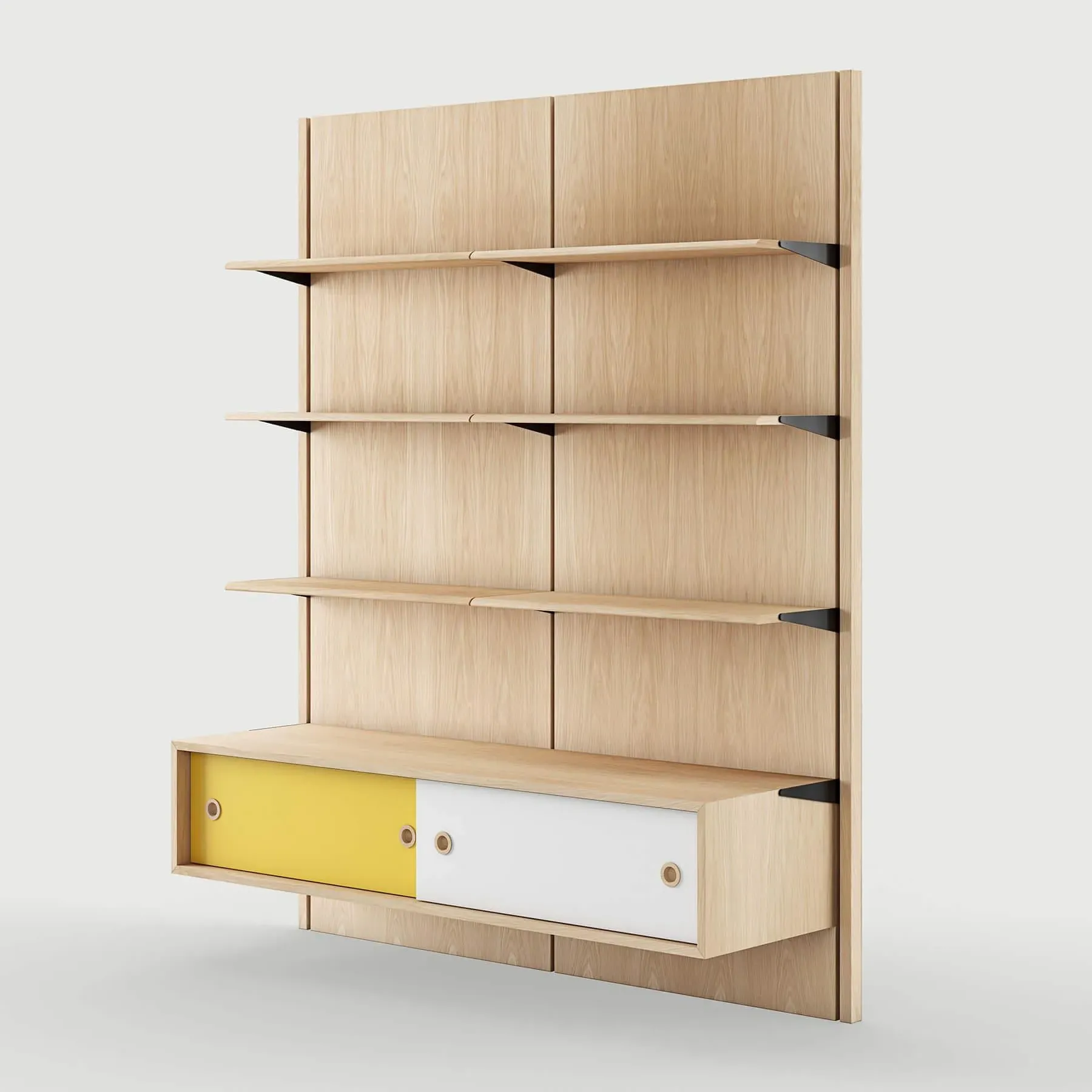 Panel Shelving System Config 2B - Walnut, Wood