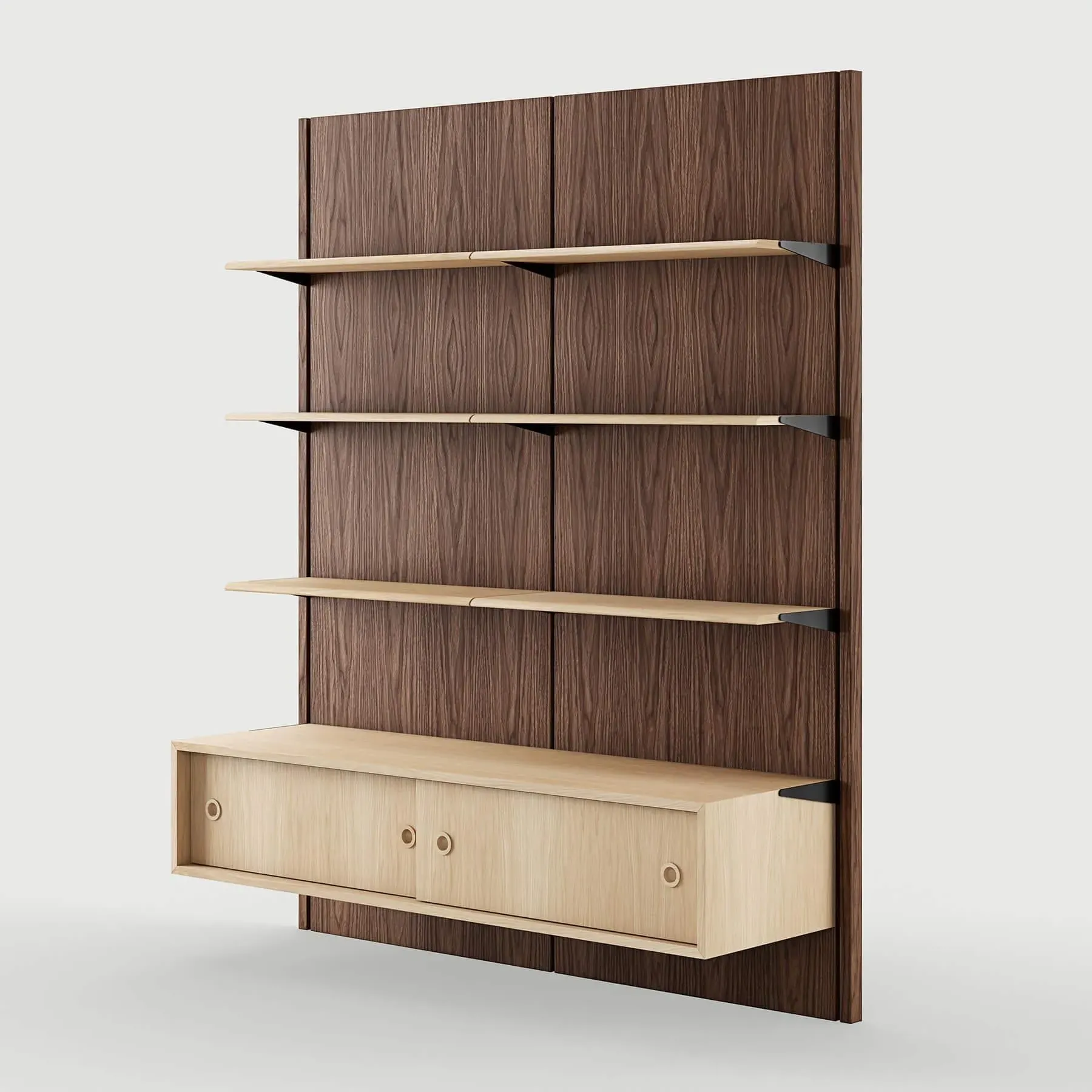 Panel System Configuration 2B - Walnut, Wood