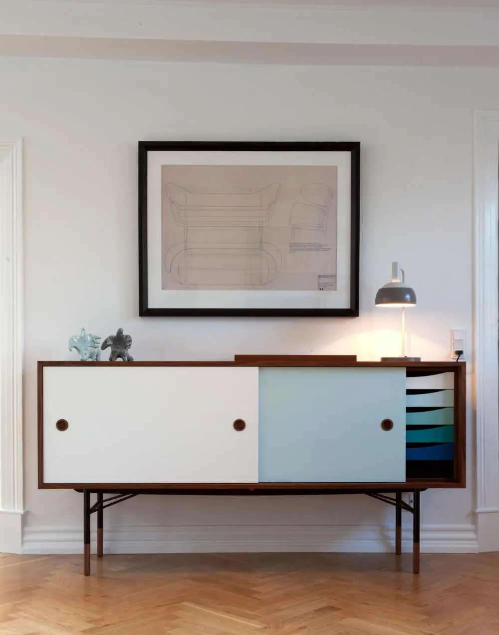 Sideboard Unit with Sliding Doors - Yellow, Oak