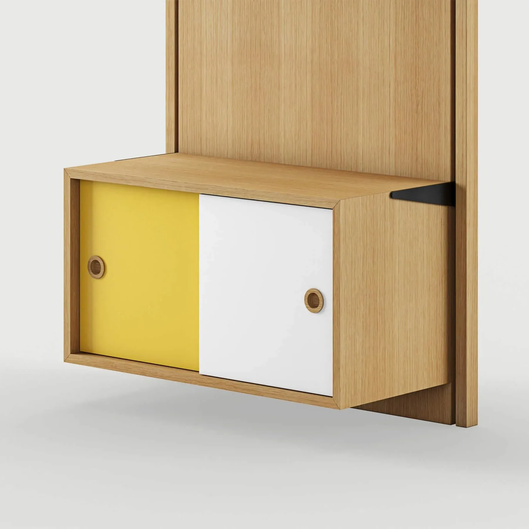 Small Cabinet with Sliding Door for Panel System - Oak