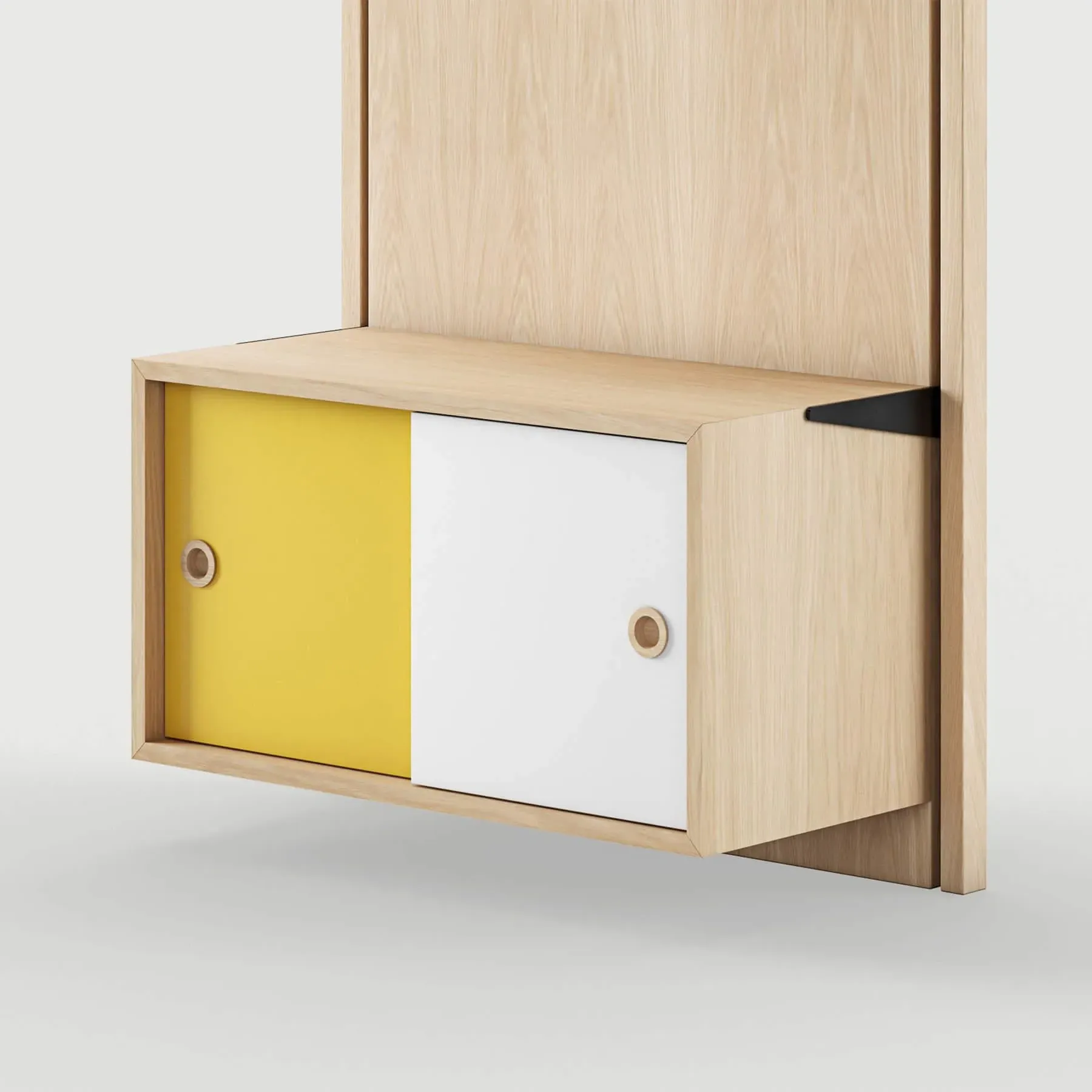 Small Cabinet with Sliding Door for Panel System - Oak