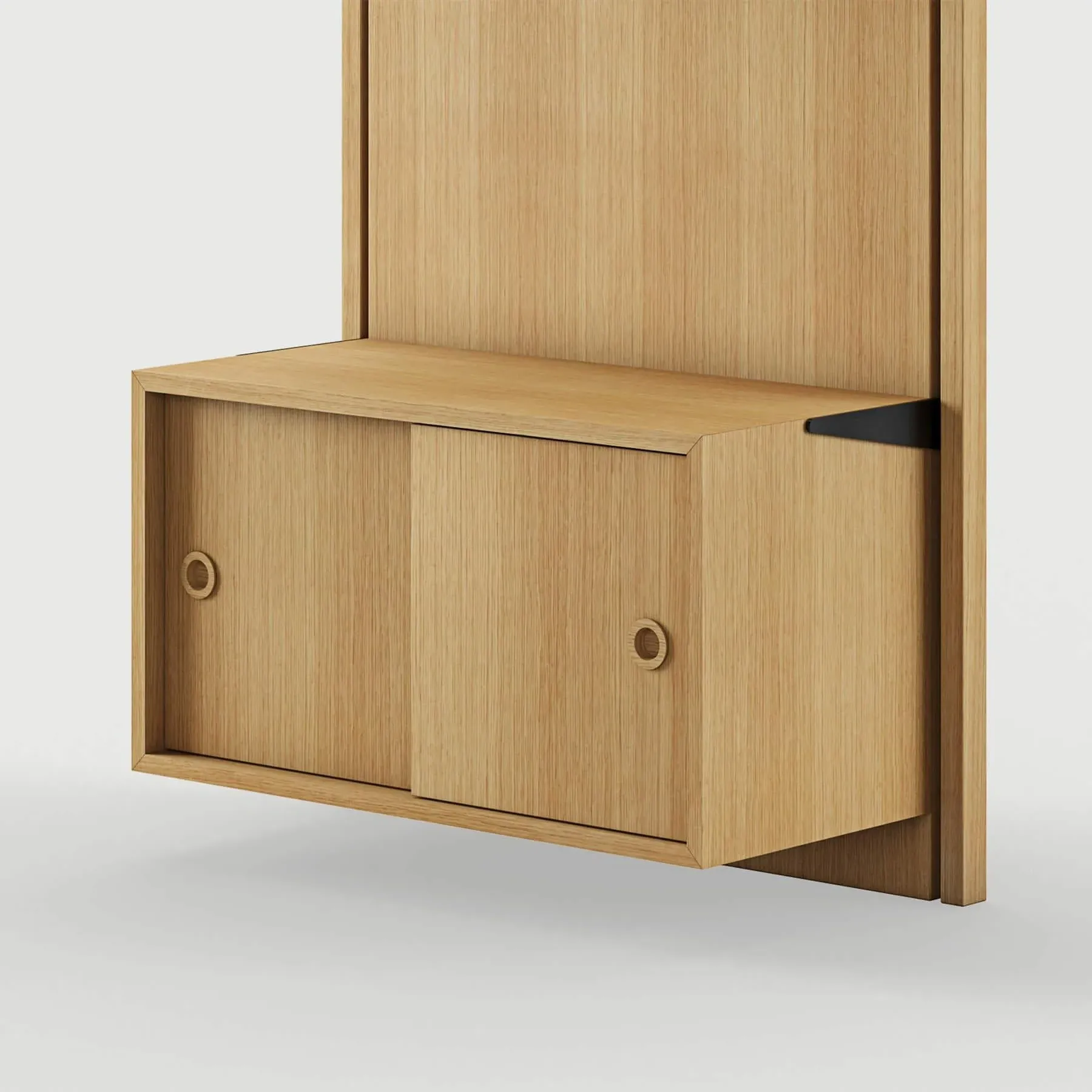 Small Cabinet with Sliding Door for Panel System - Oak image