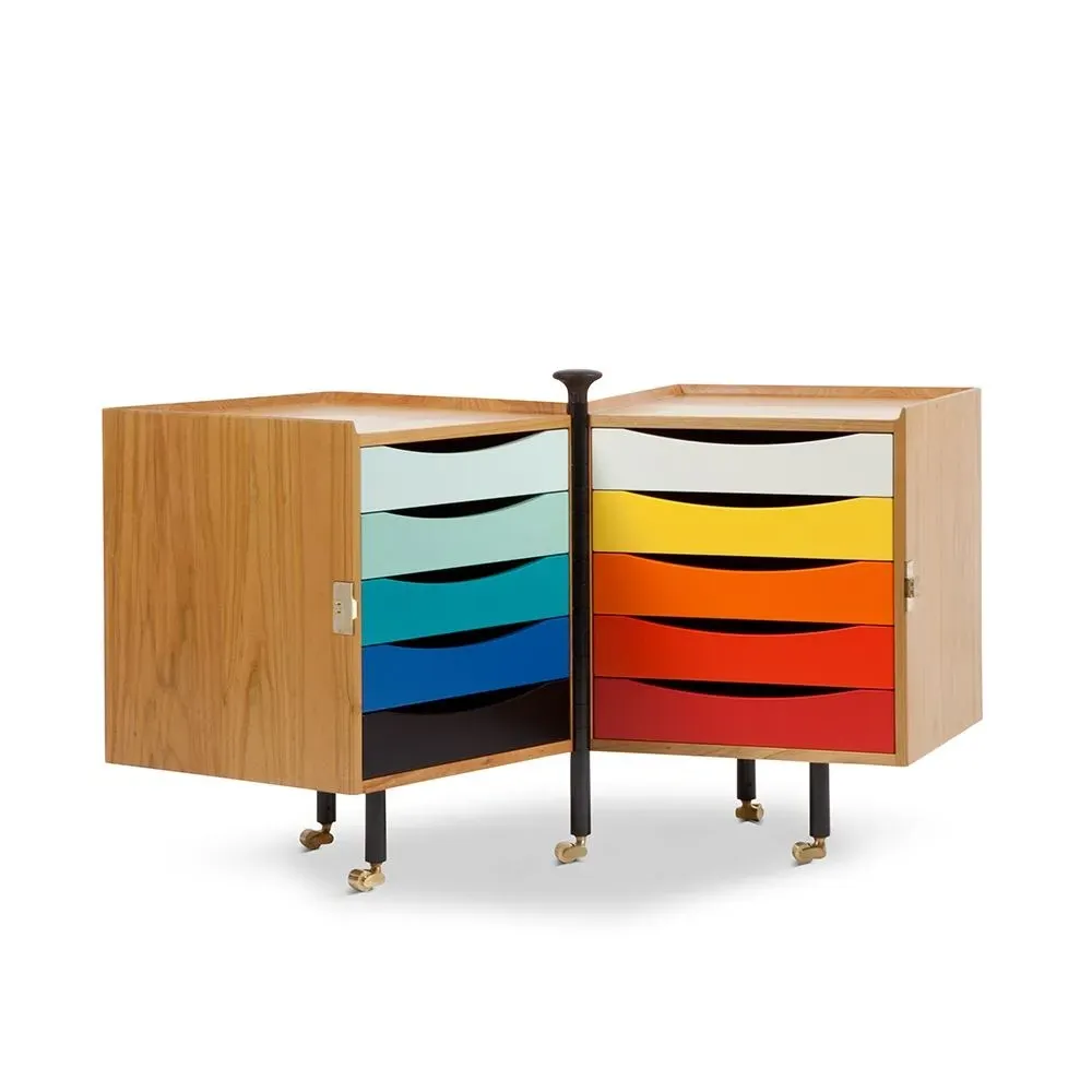 Storage Cabinet with Brass Details - Cherry Wood image