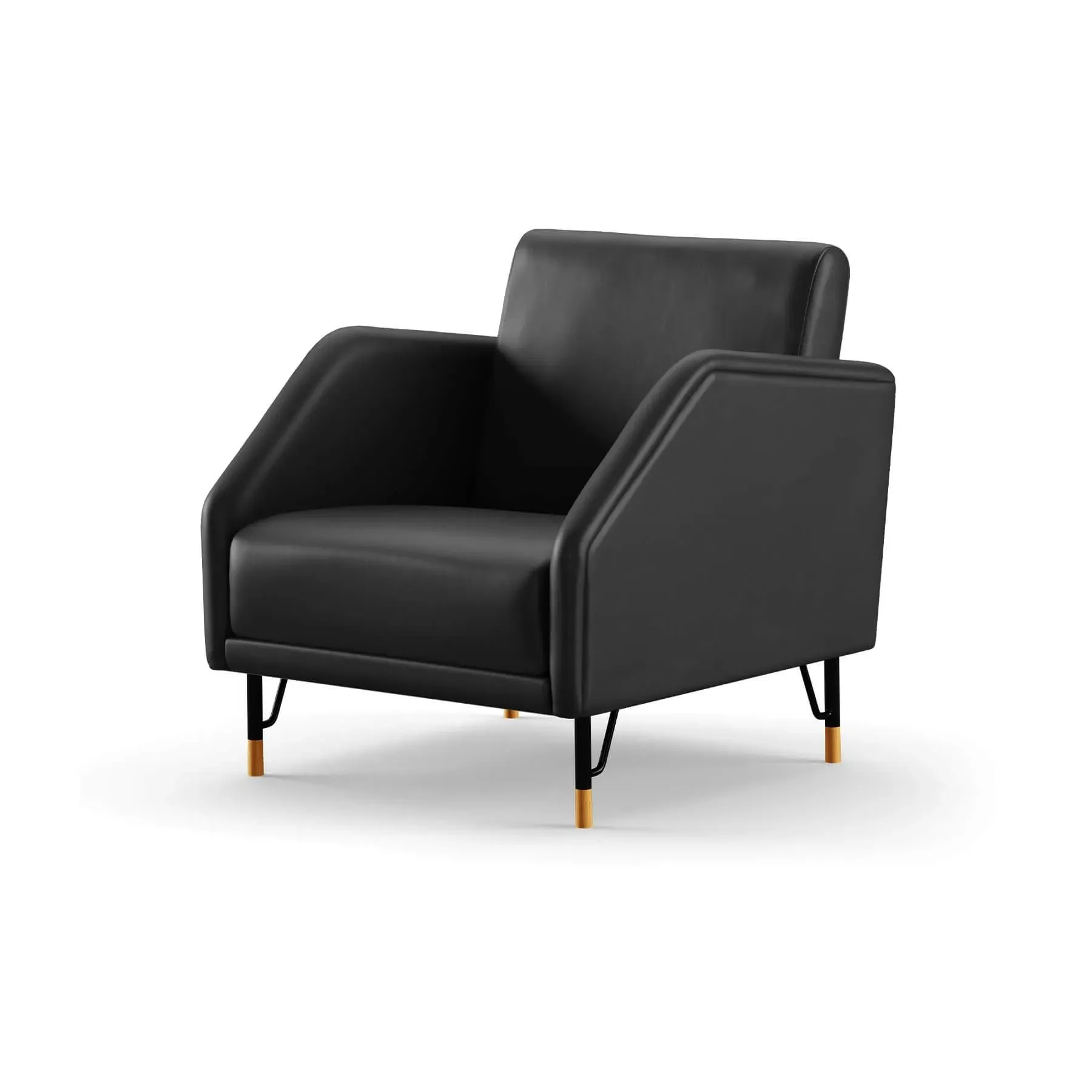 Upholstered Chair with Steel Frame - Black, Leather image