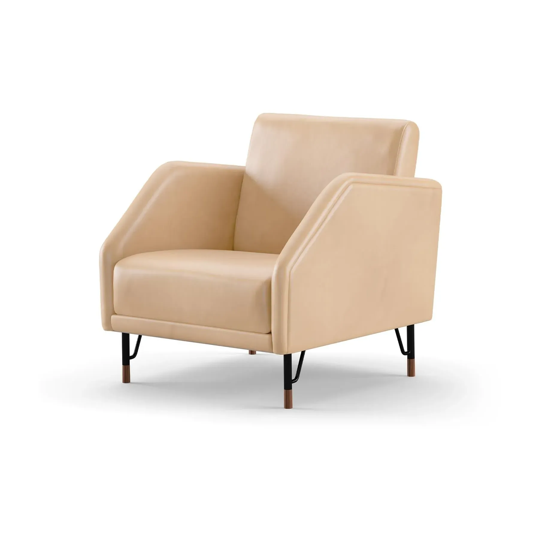 Upholstered Chair with Steel Frame - Cognac