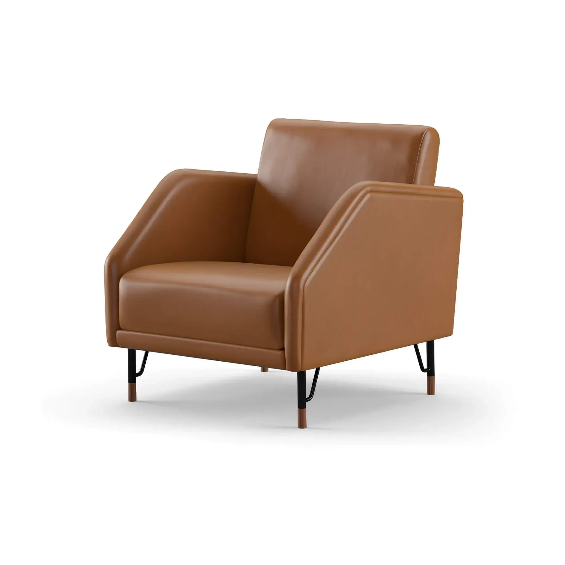 Upholstered Chair with Steel Frame - Cognac image