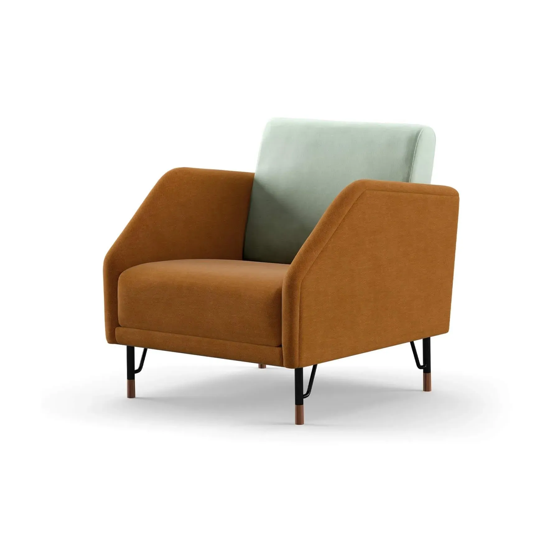 Upholstered Chair with Steel Frame - Golden