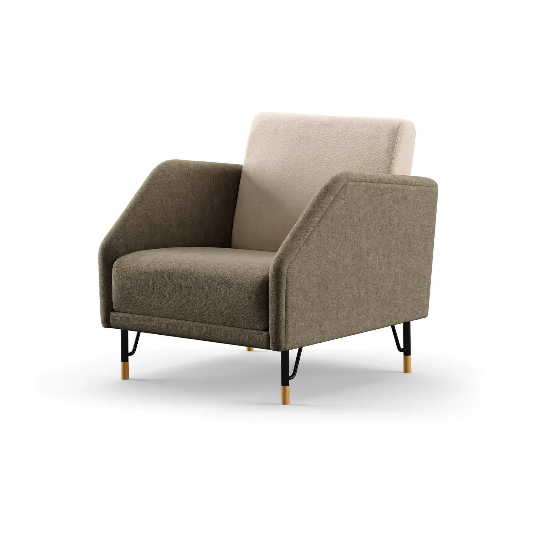 Upholstered Chair with Steel Frame - Steel, Oak