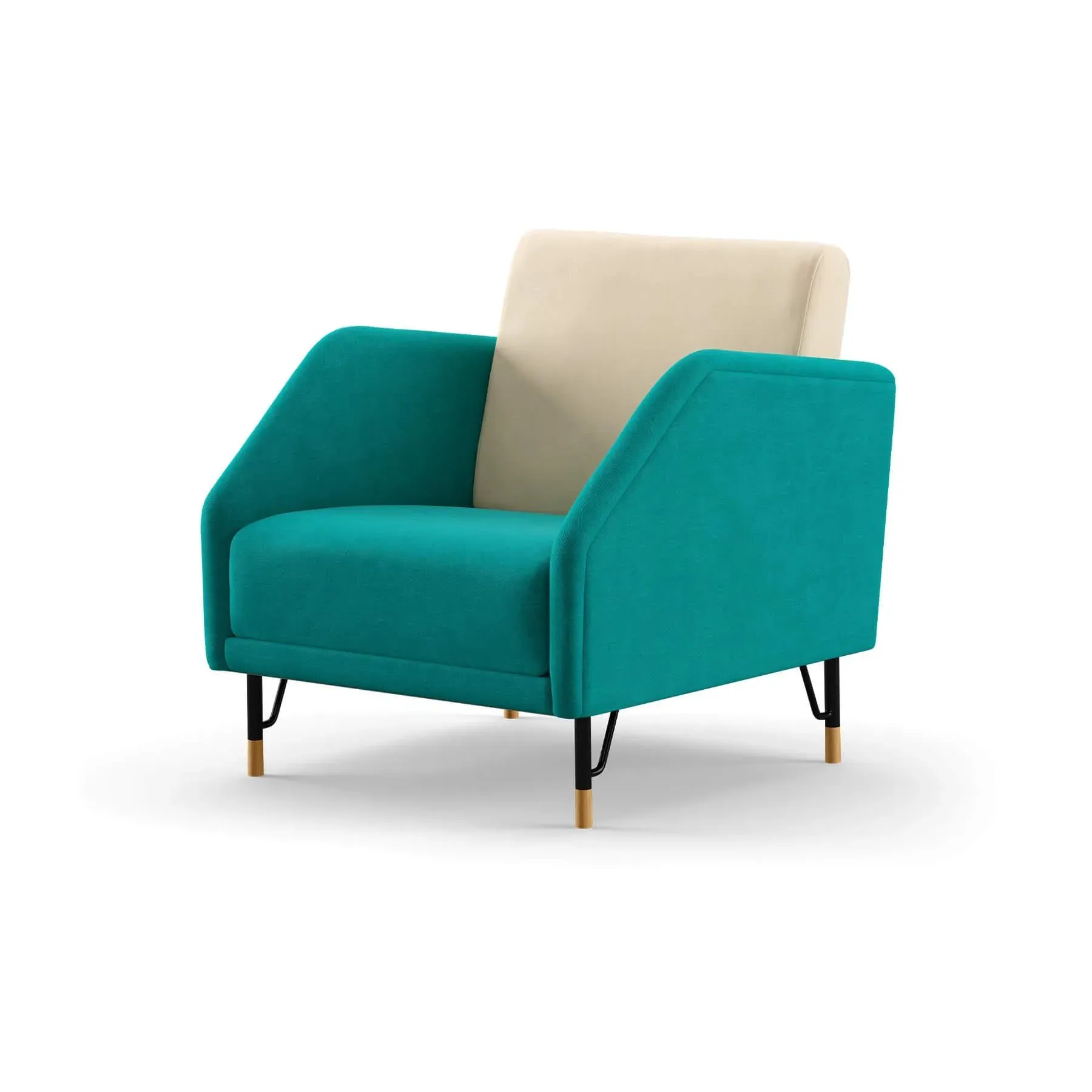 Upholstered Chair with Steel Frame - Steel, Oak