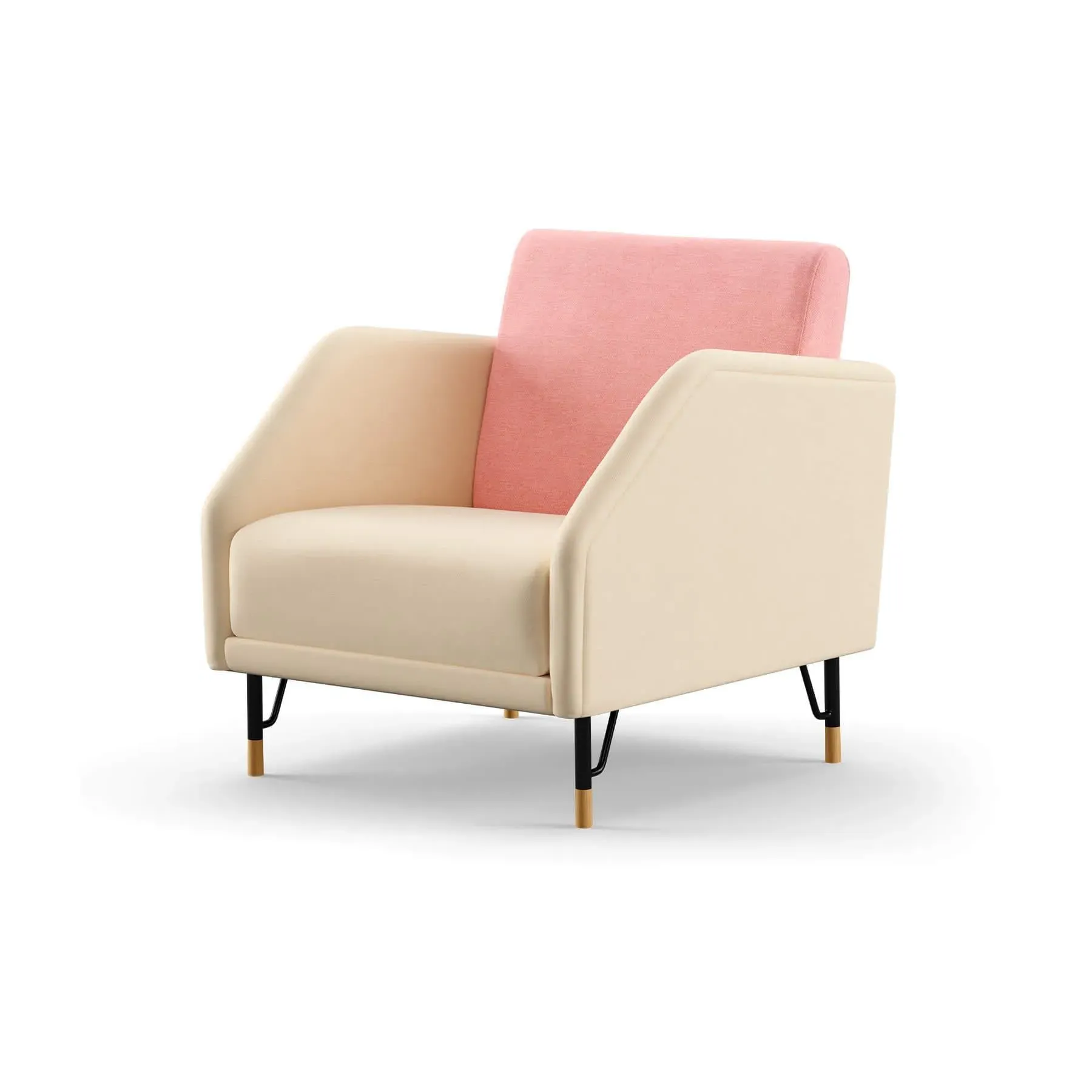 Upholstered Chair with Steel Frame - Steel, Oak