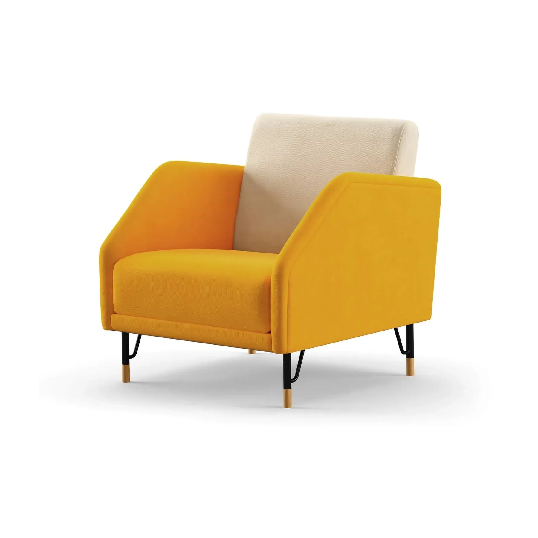 Upholstered Chair with Steel Frame - Steel, Oak