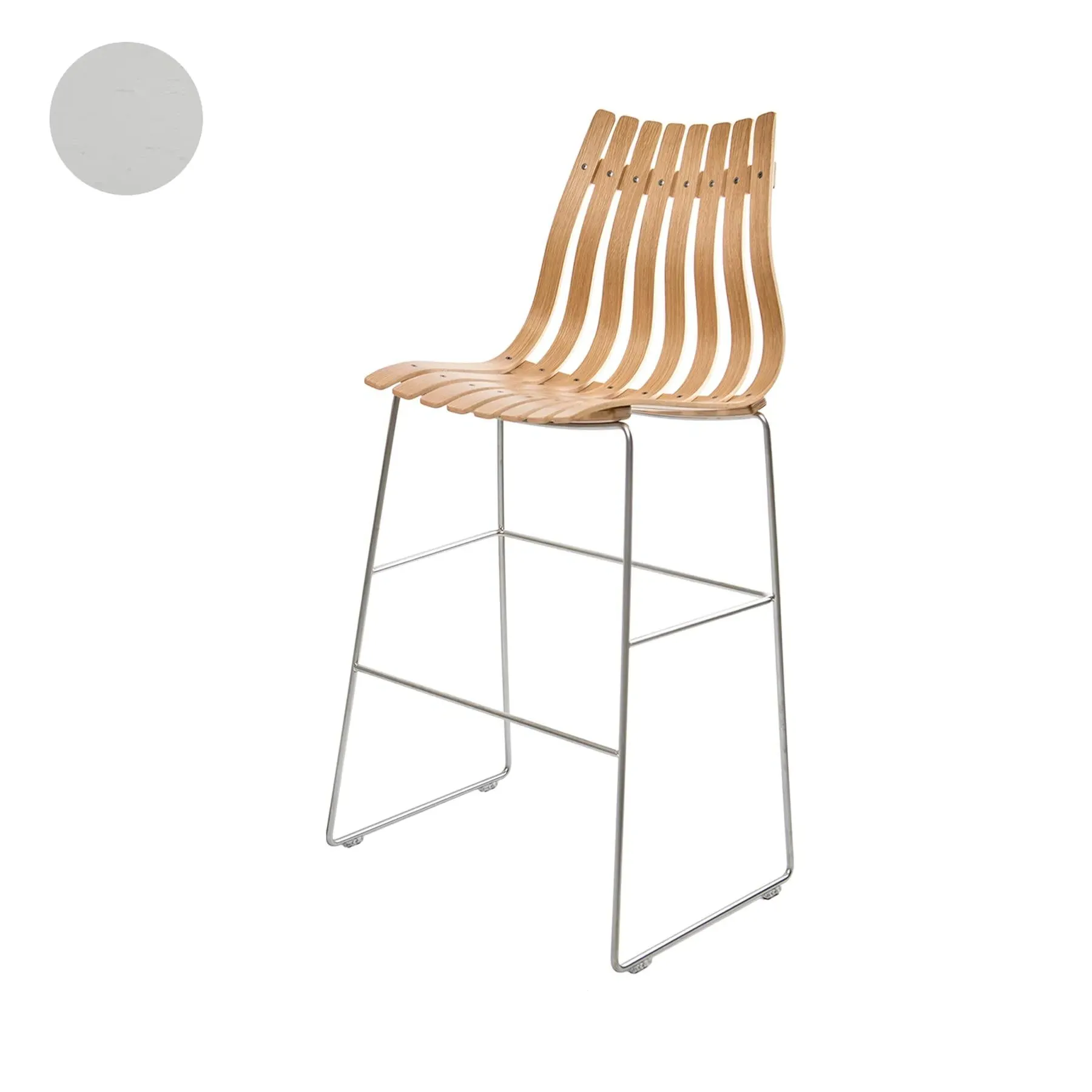 Bar Stool with High Back - Light Grey, Laminated