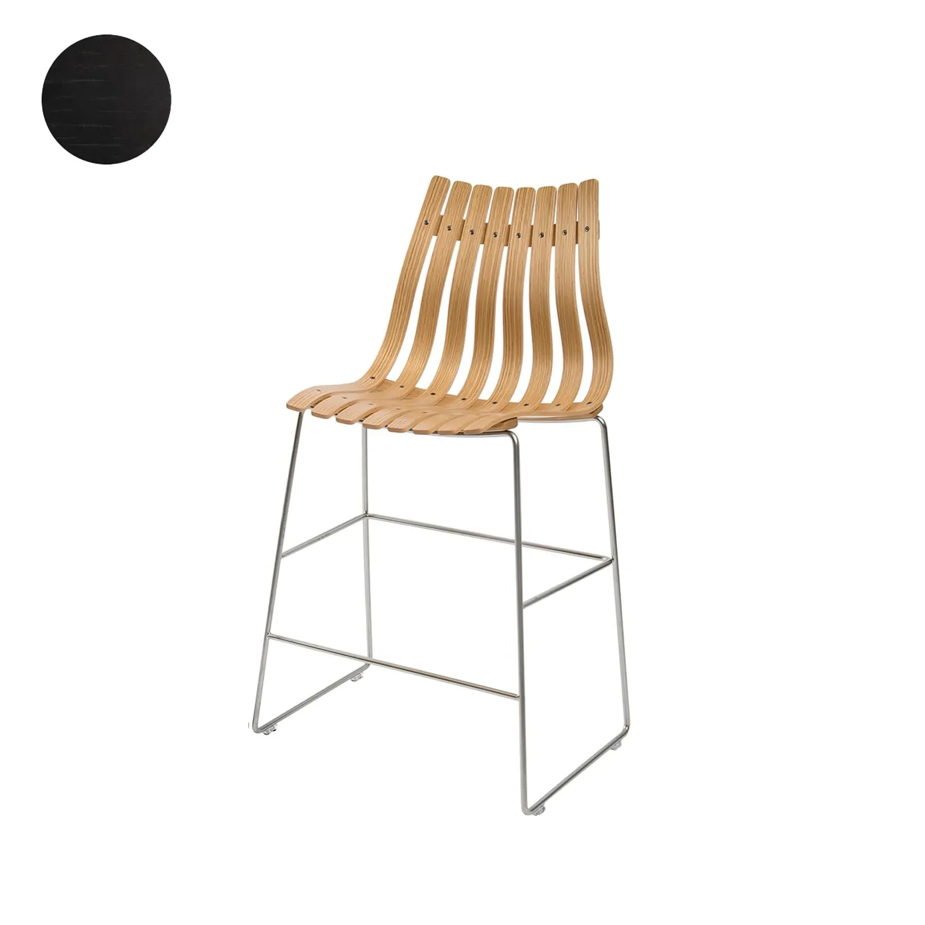 Bar Stool with High Back - Oak, Laminated Wood