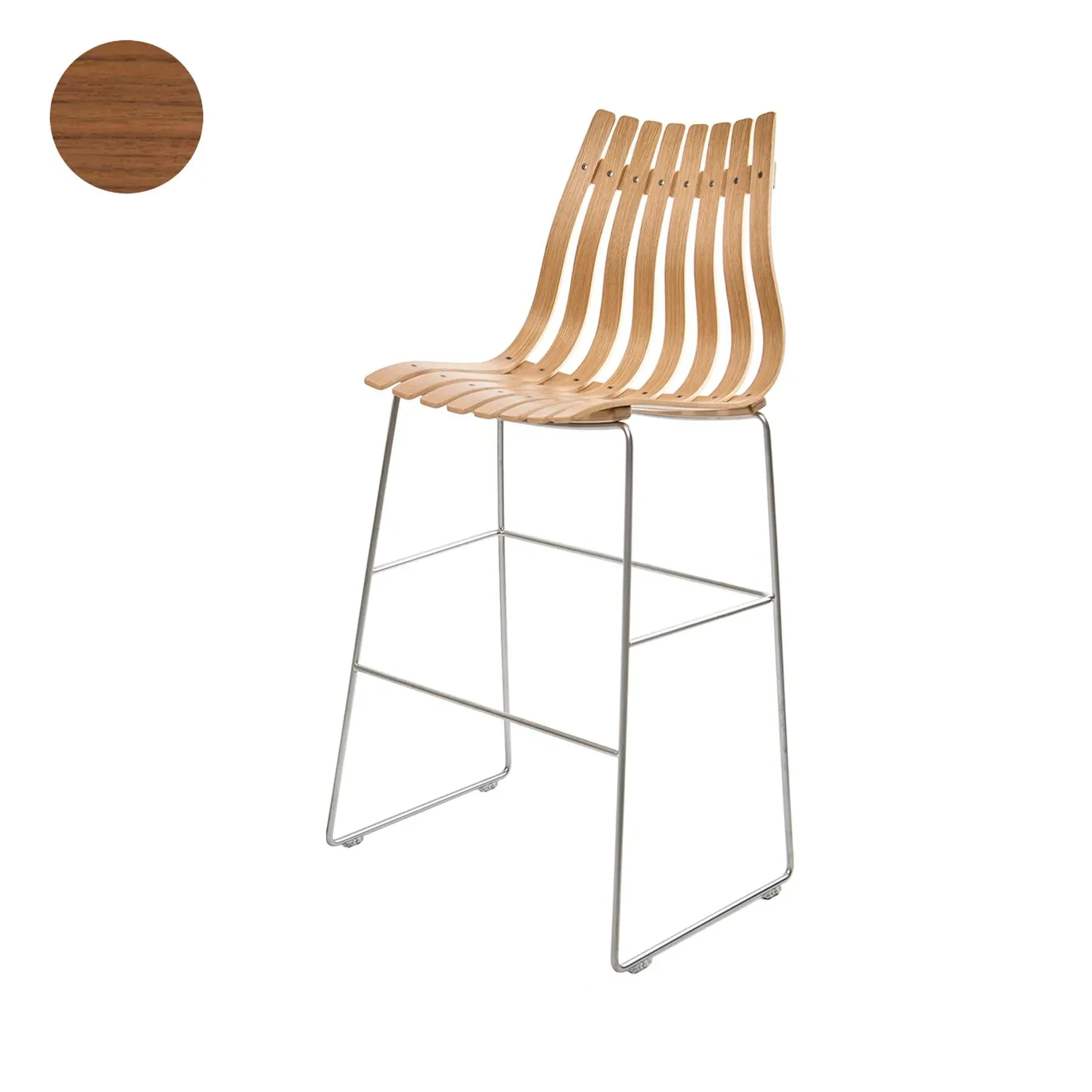 Bar Stool with High Back - Walnut, Laminated Wood