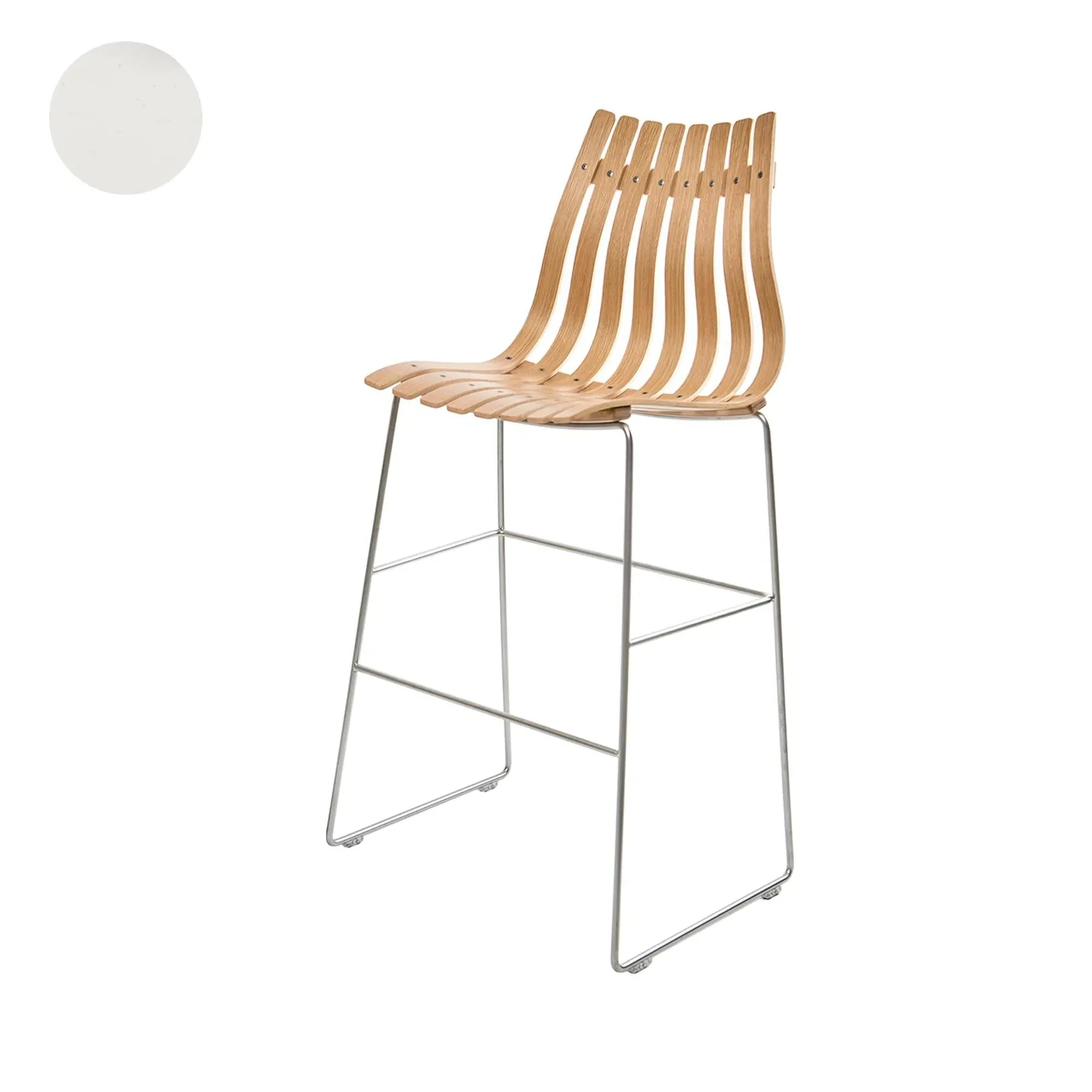 Bar Stool with High Back - White, Laminated Wood