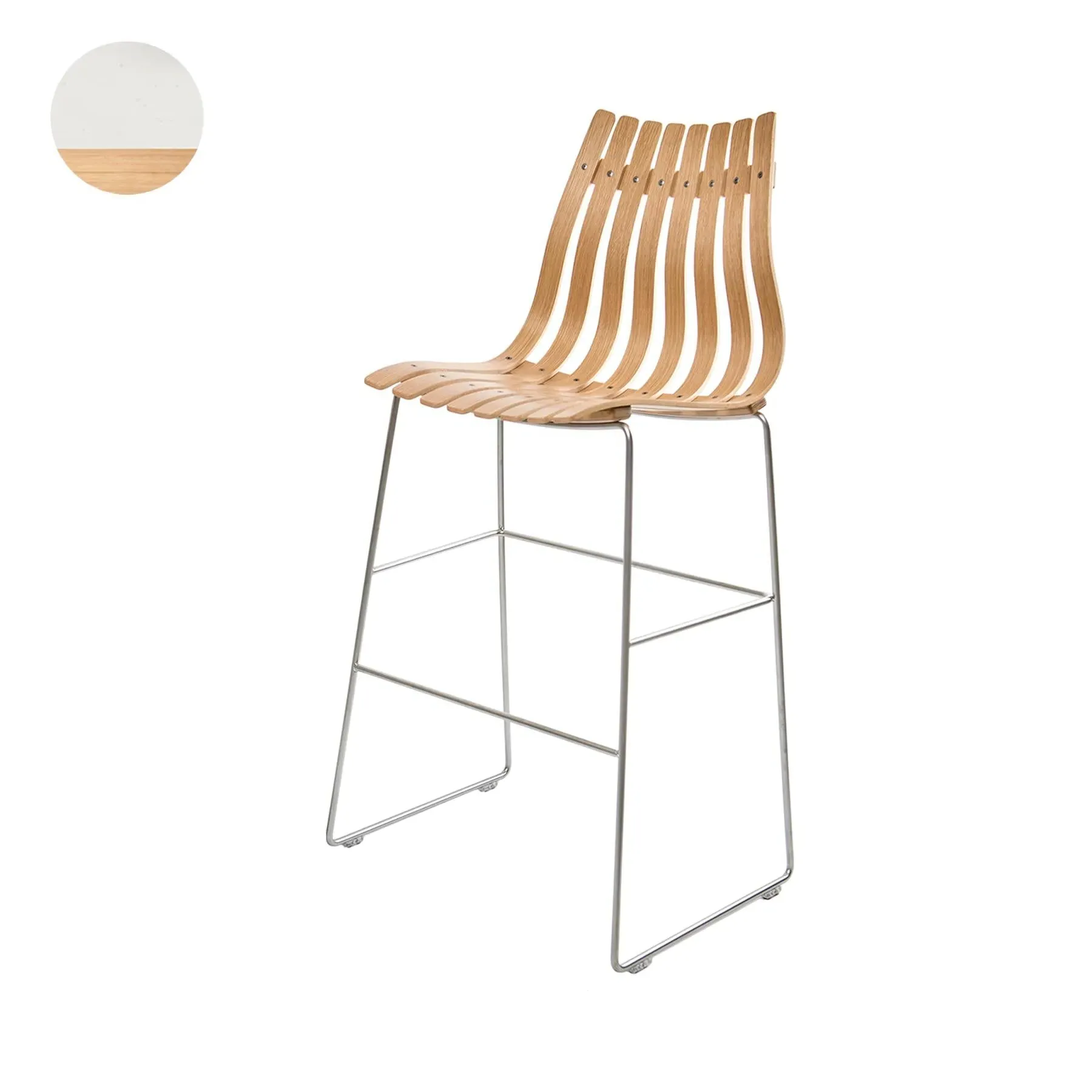 Bar Stool with High Back - White, Laminated Wood