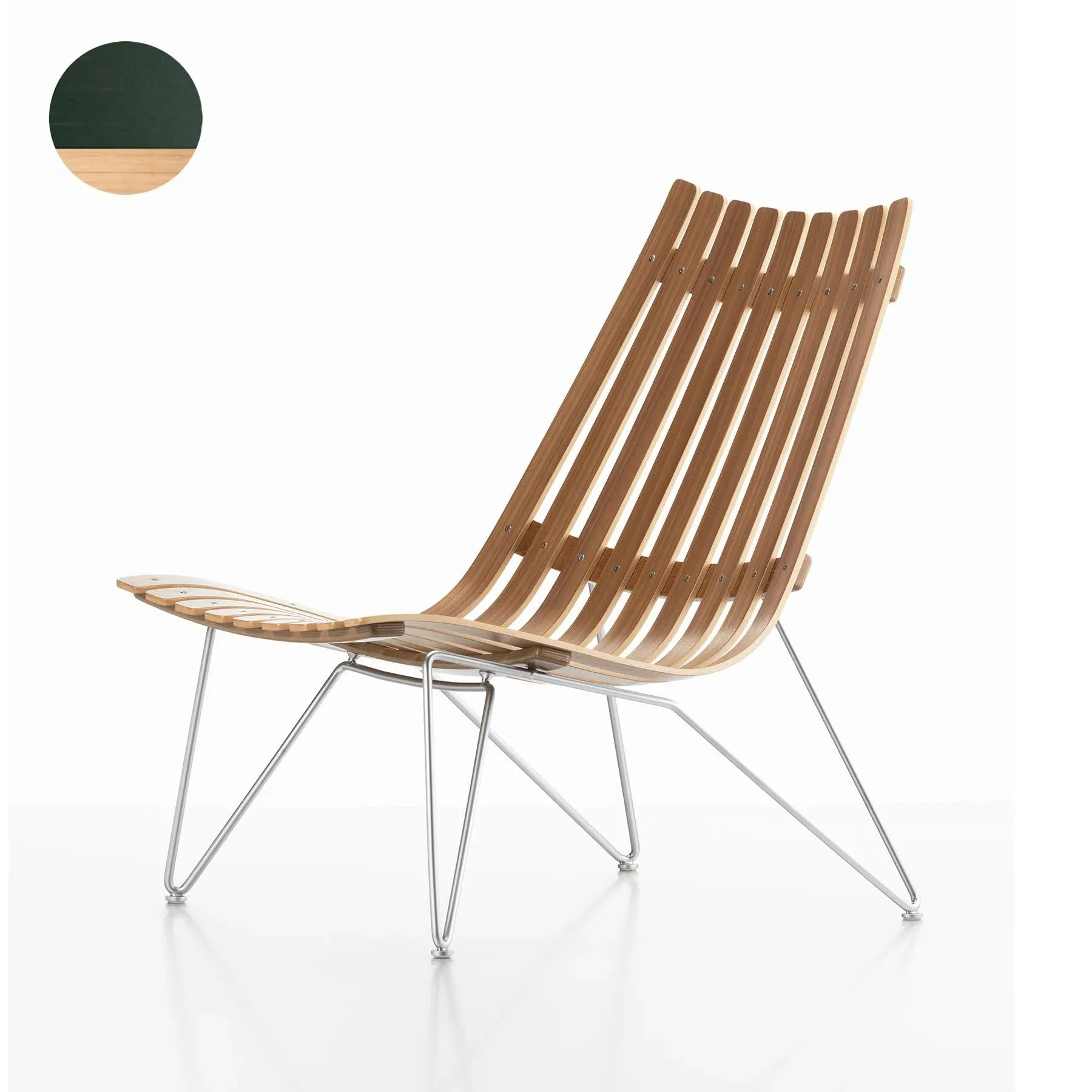 Bolt Lounge Chair with Slats - Green, Wood