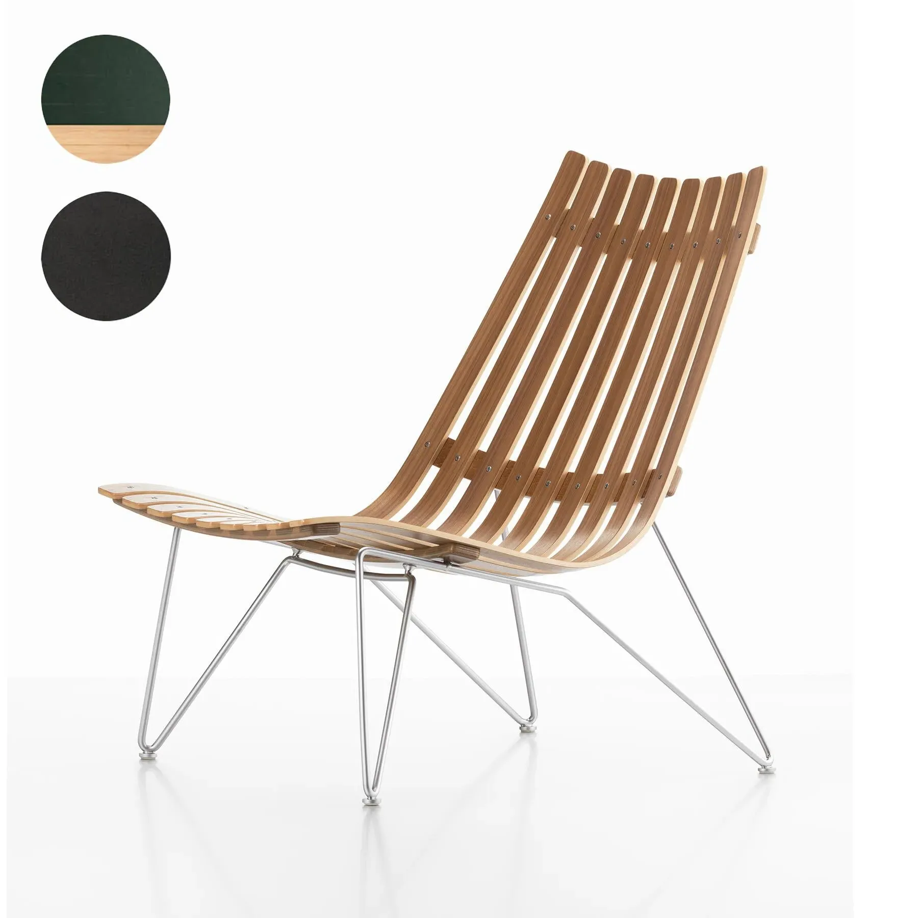Bolt Lounge Chair with Slats - Green, Wood