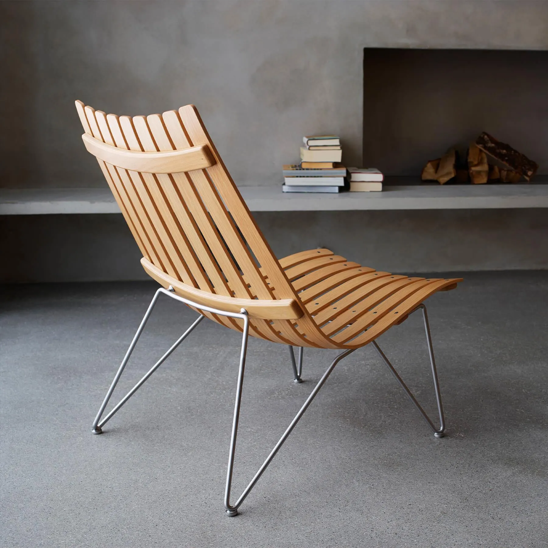 Bolt Lounge Chair with Slats - White, Oak