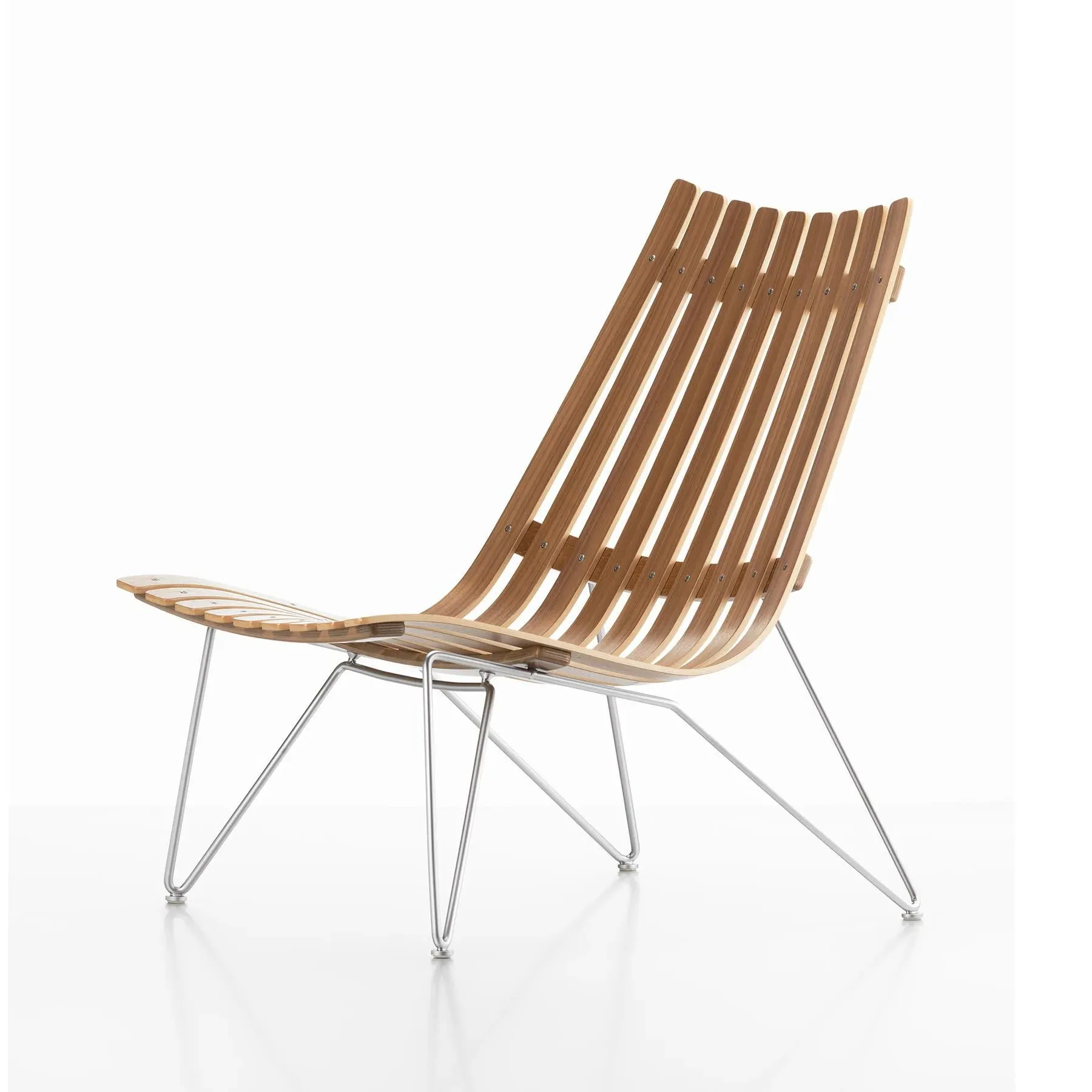 Bolt Lounge Chair with Slats - White, Wood