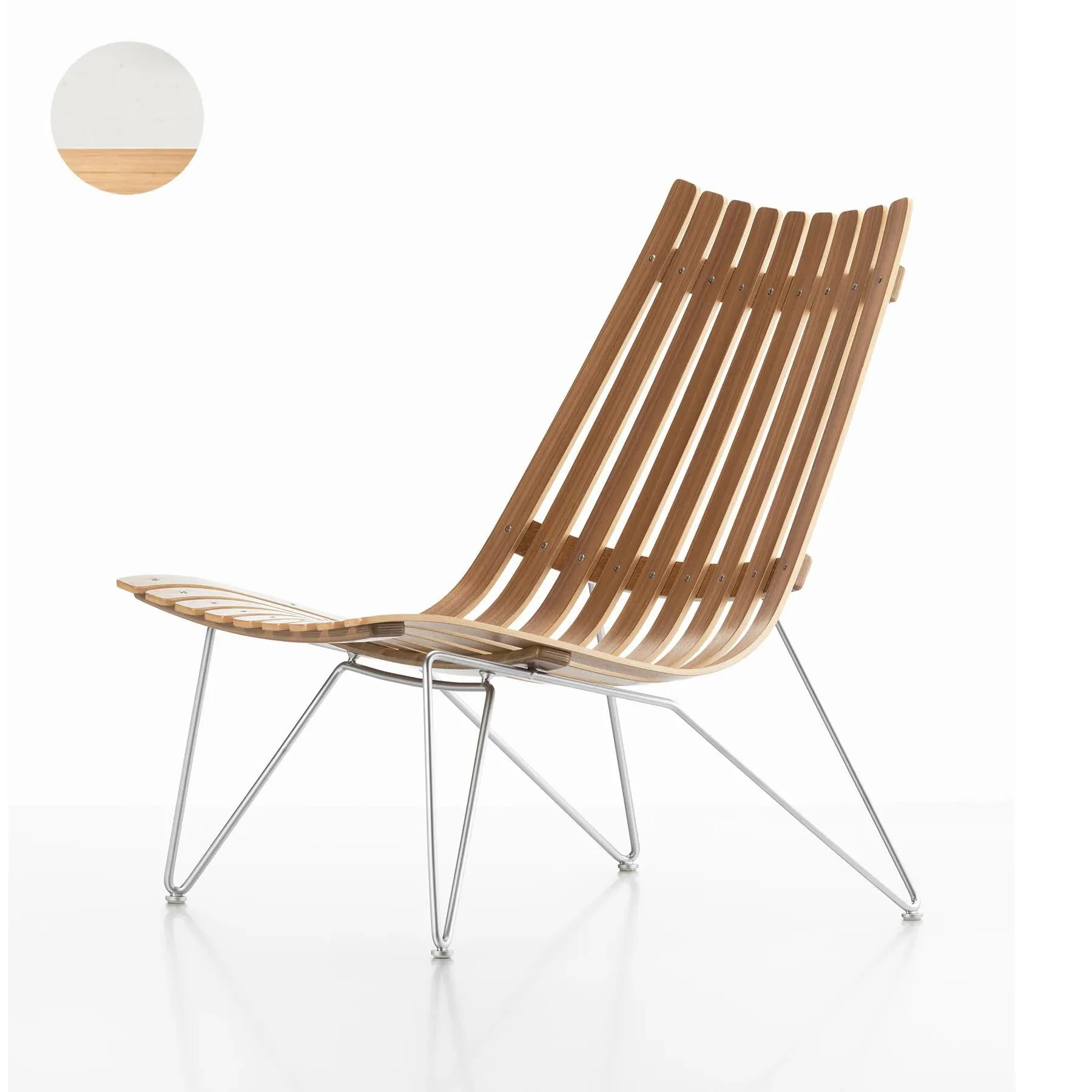 Bolt Lounge Chair with Slats - White, Wood