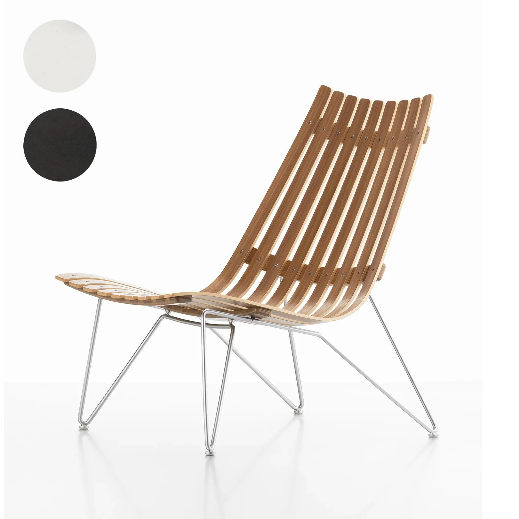 Bolt Lounge Chair with Slats - White, Wood