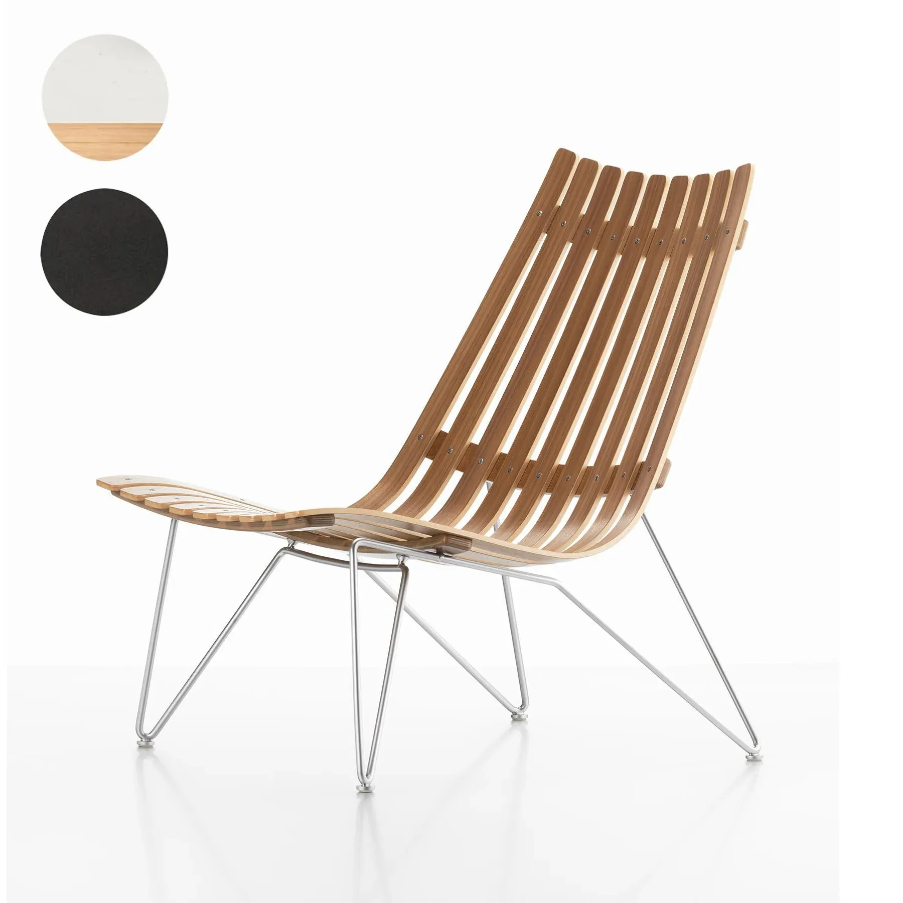 Bolt Lounge Chair with Slats - White, Wood