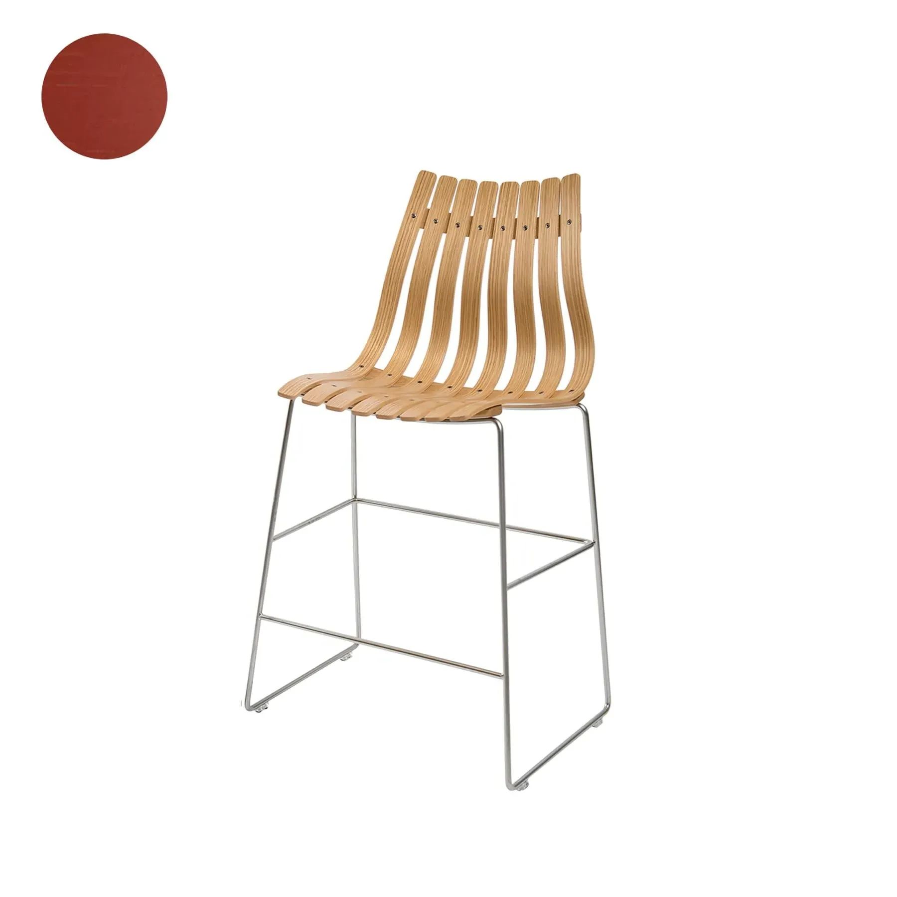 Breakfast Bar Stool with High Back - Red, Wood image