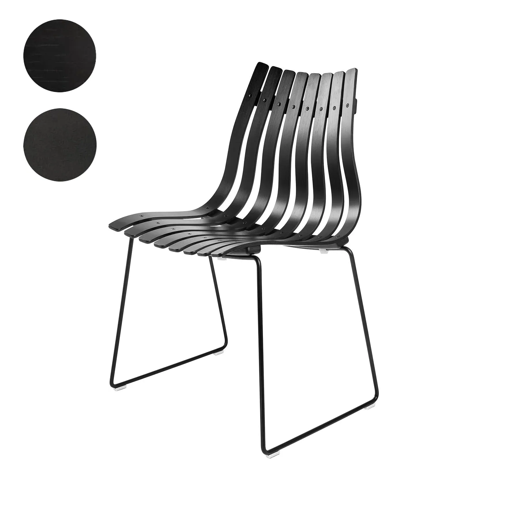 Dining Chair with Black Base - Black, Oak