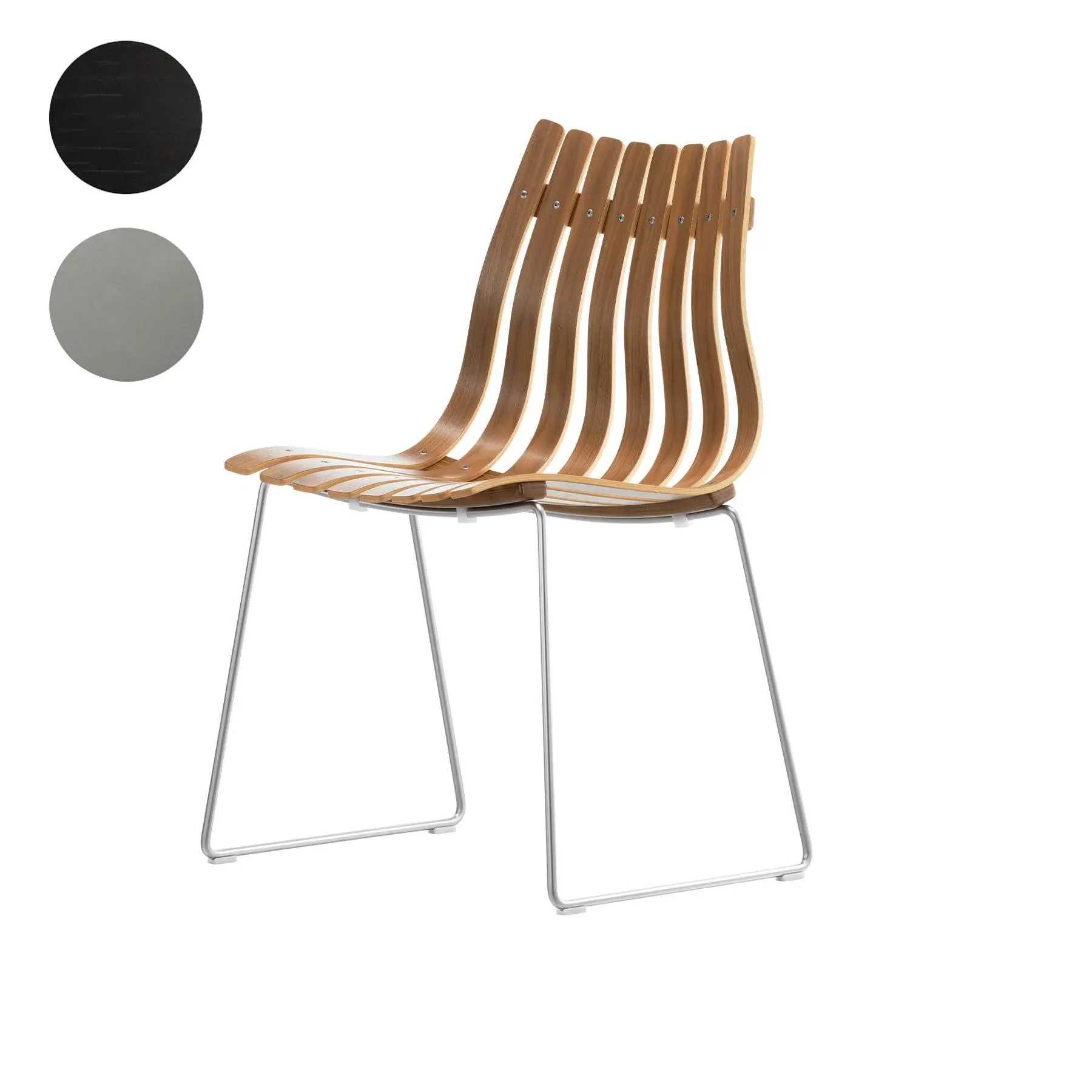 Dining Chair with Chrome Base - Black, Oak
