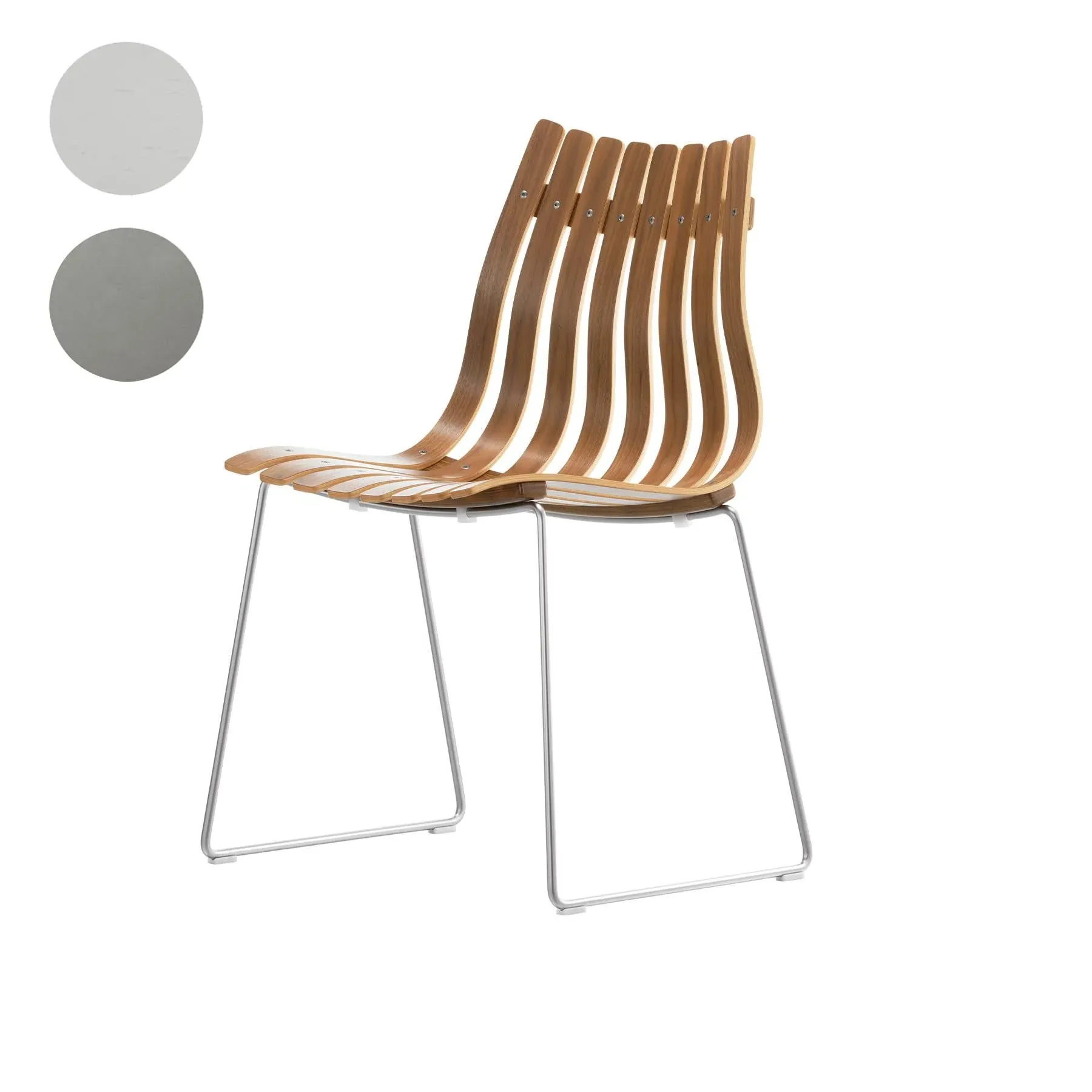 Dining Chair with Chrome Base - Grey, Oak