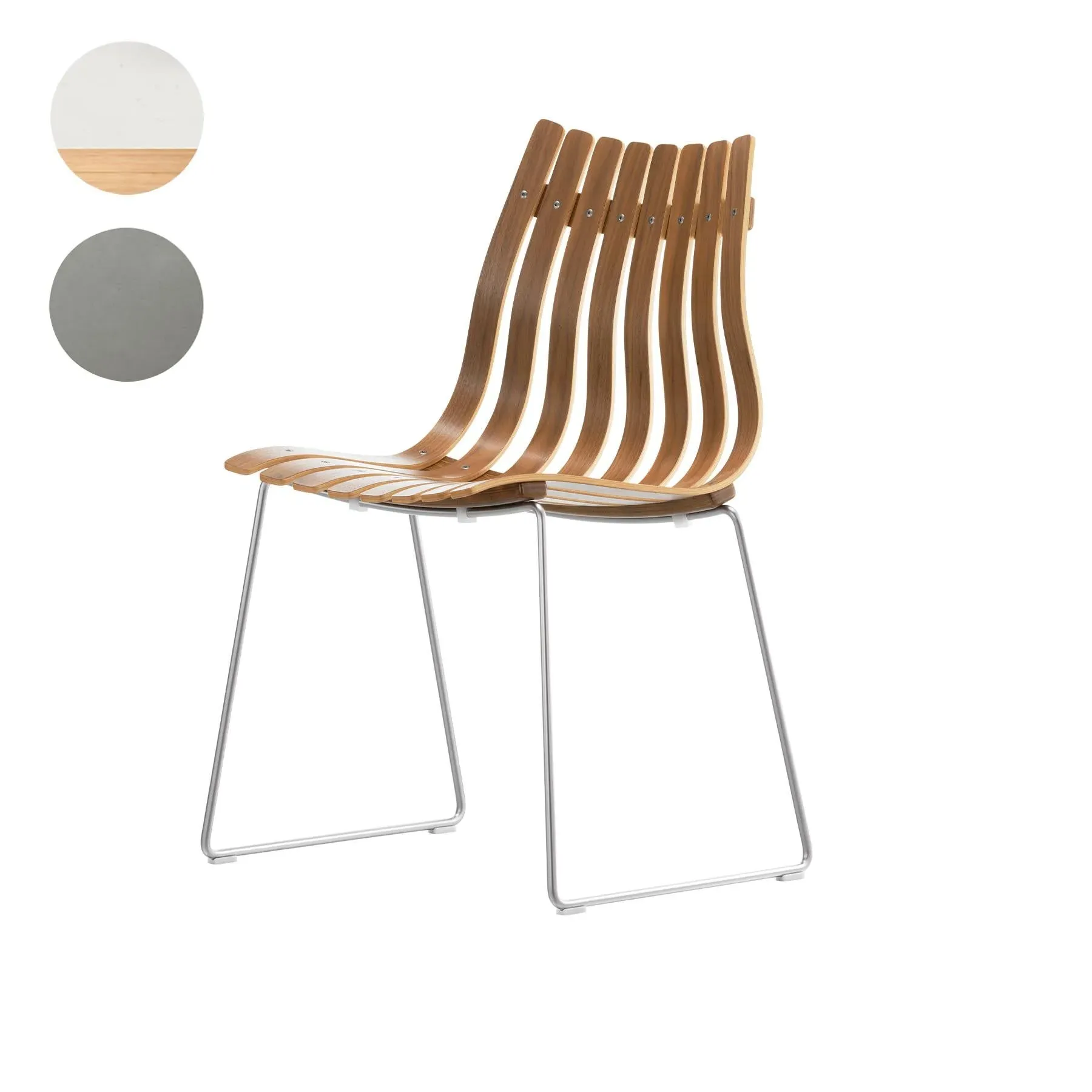 Dining Chair with Chrome Base - White, Oak