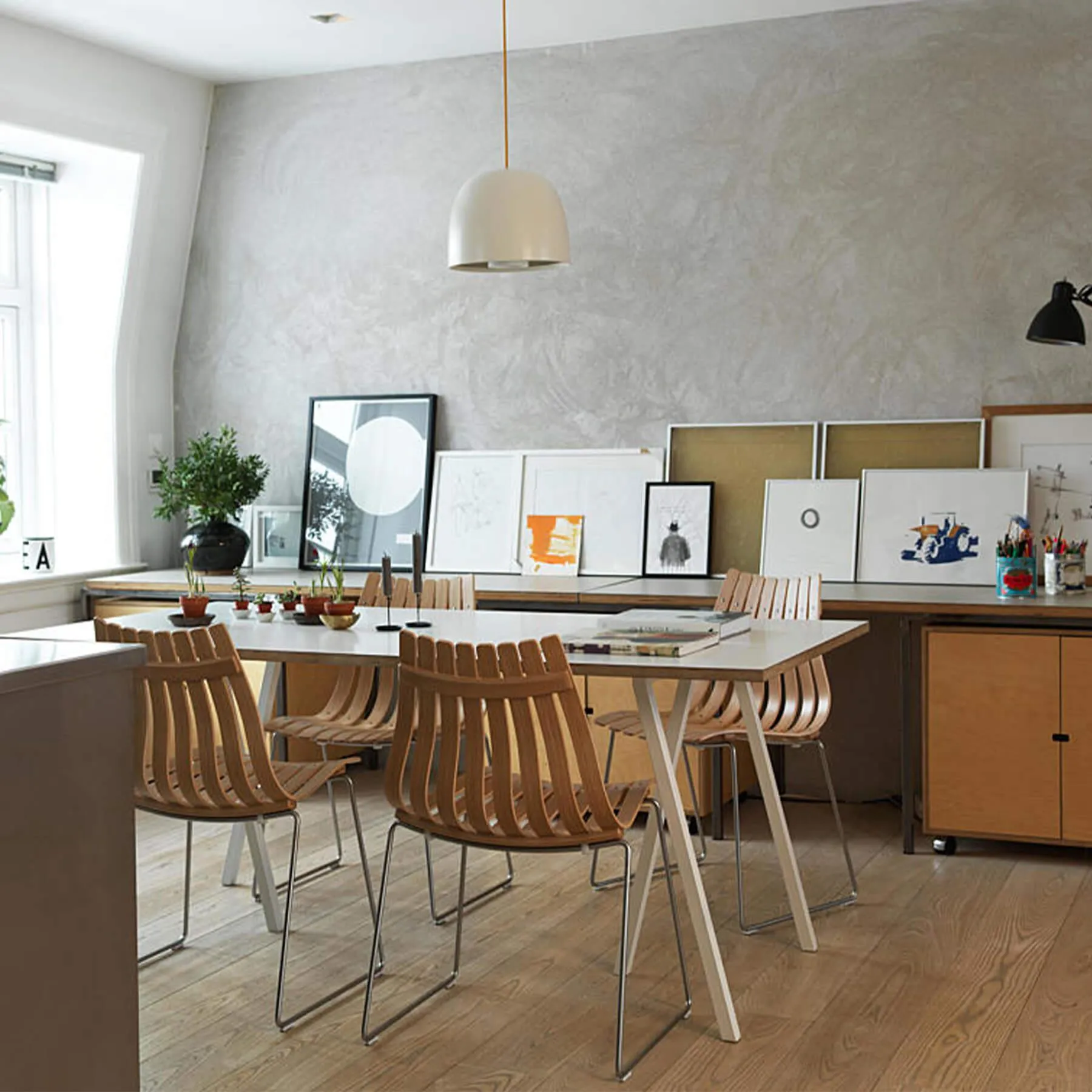 Dining Chair with Steel Base - Oak, Wood