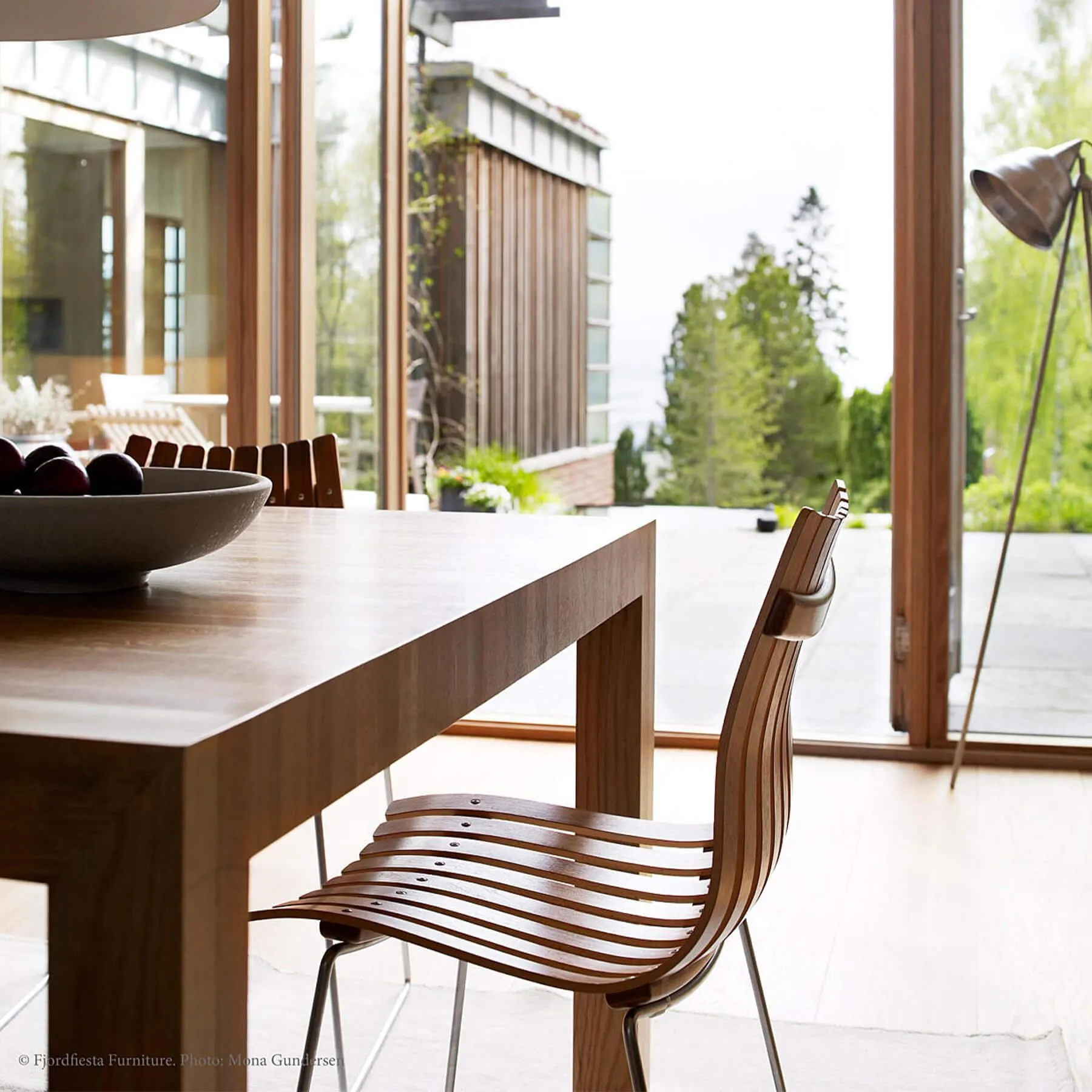 Dining Chair with Steel Base - Walnut, Wood