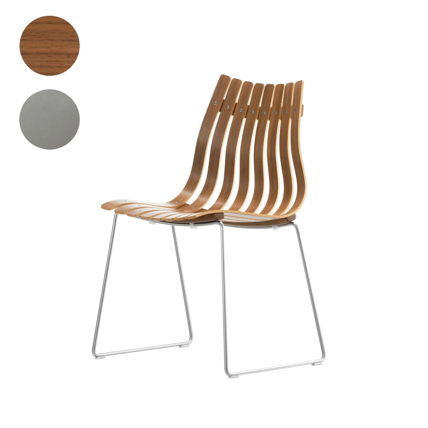Dining Chair with Steel Base - Walnut, Wood