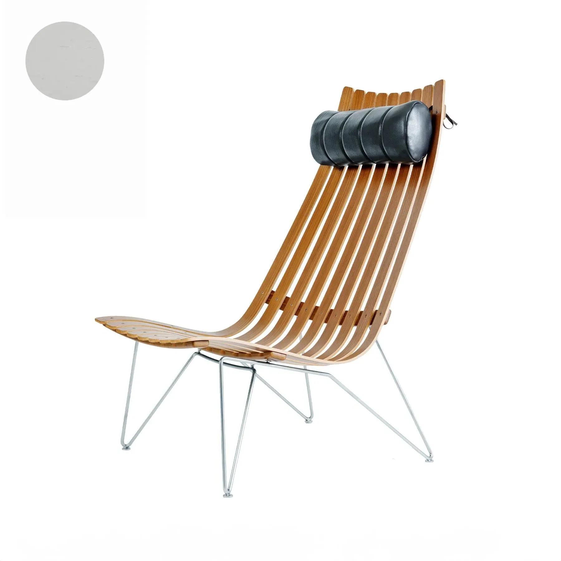 High-Back Lounge Chair with Swivel - Grey, Leather