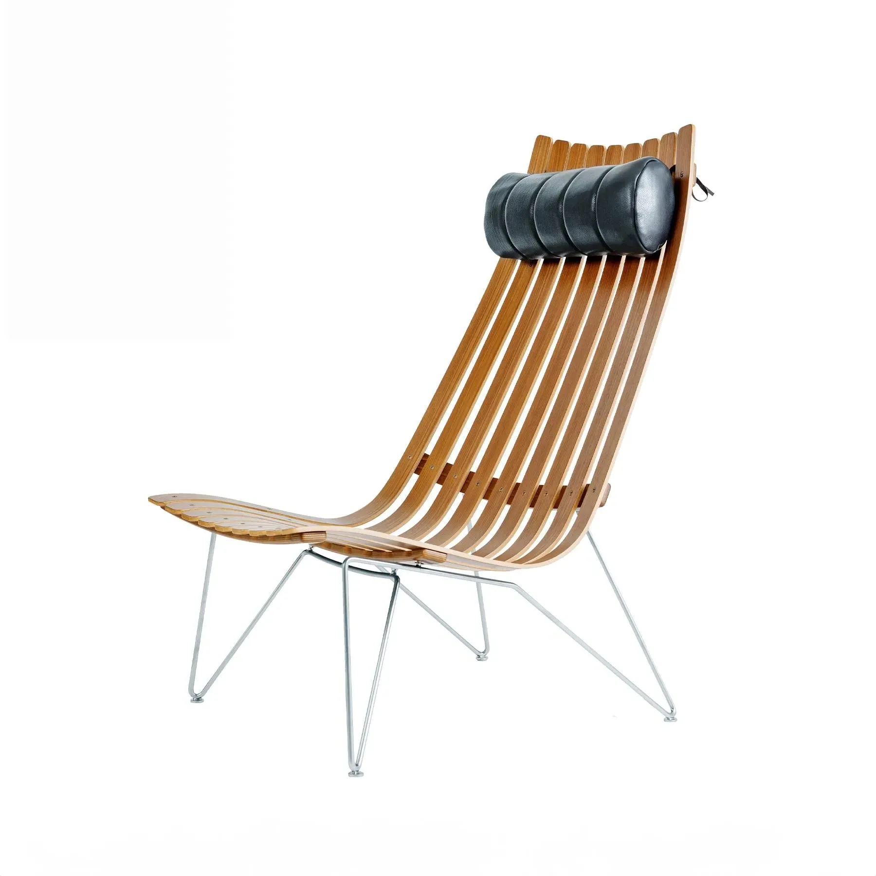 High-Back Lounge Chair with Swivel - Oak, Wood