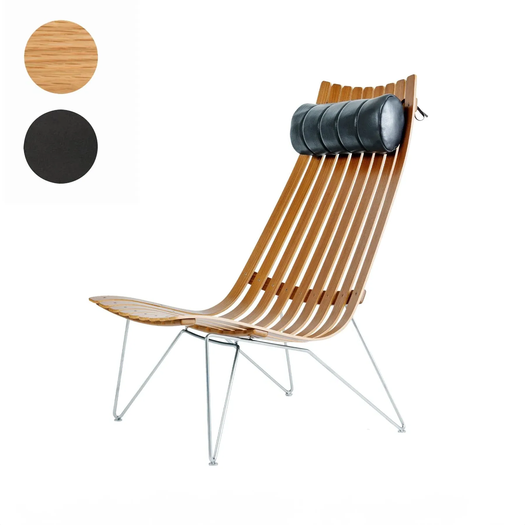 High-Back Lounge Chair with Swivel - Oak, Wood image